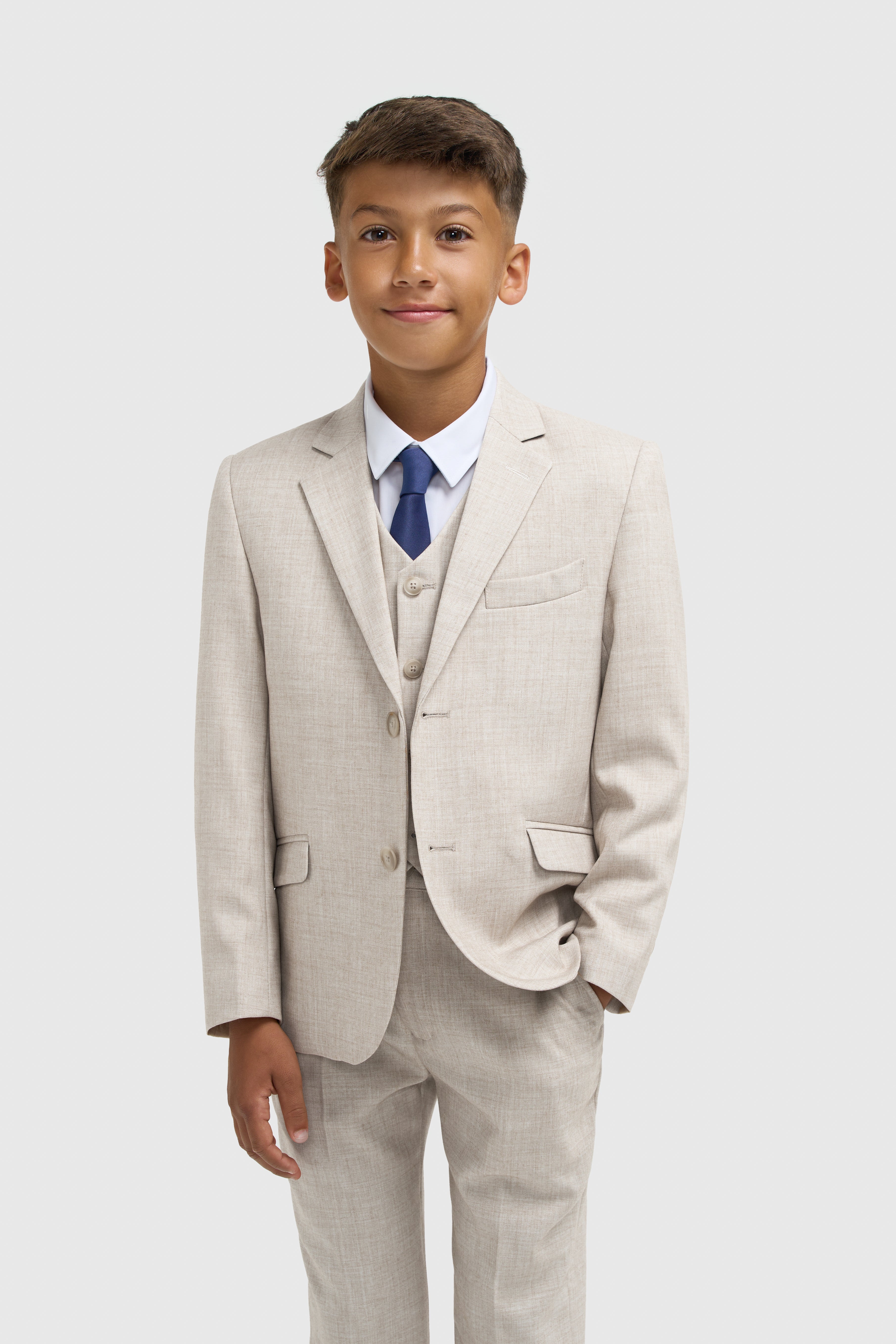 Father & Son Matching Slim Fit 3-Piece Suit Set - Malibu - Beige