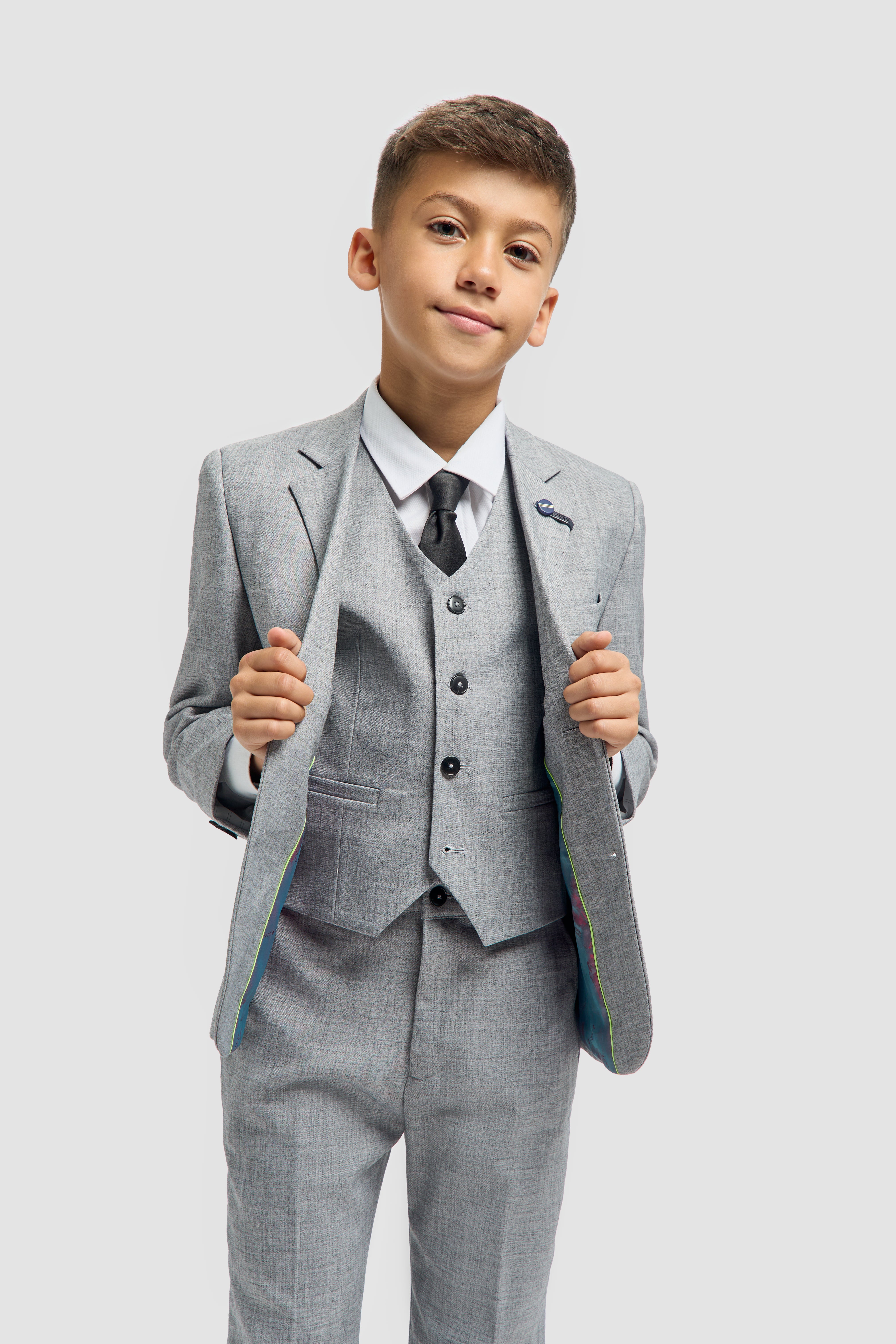 Premium Slim Fit Boys Suit – MALIBU - Grey Model Picture