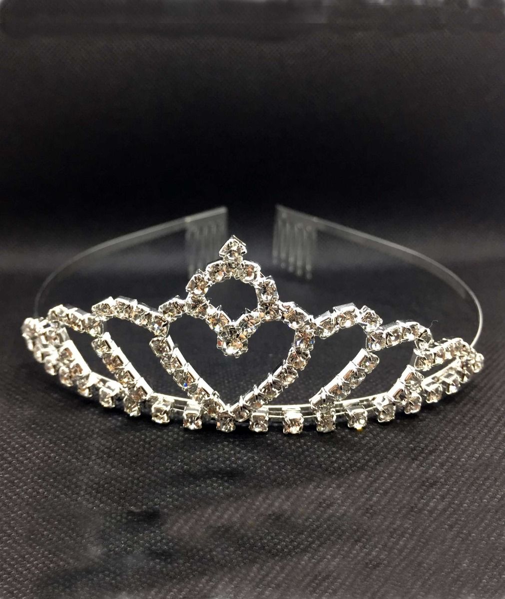 Sparkling Silver Crystal Tiara Crown for Girls