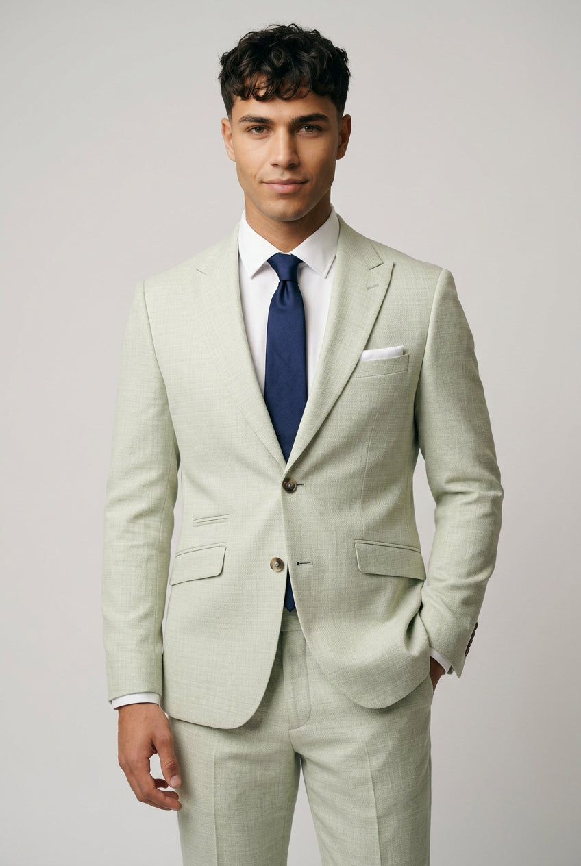 Tropez 2-Piece Textured Prom Suit - Sage Green Model Picture