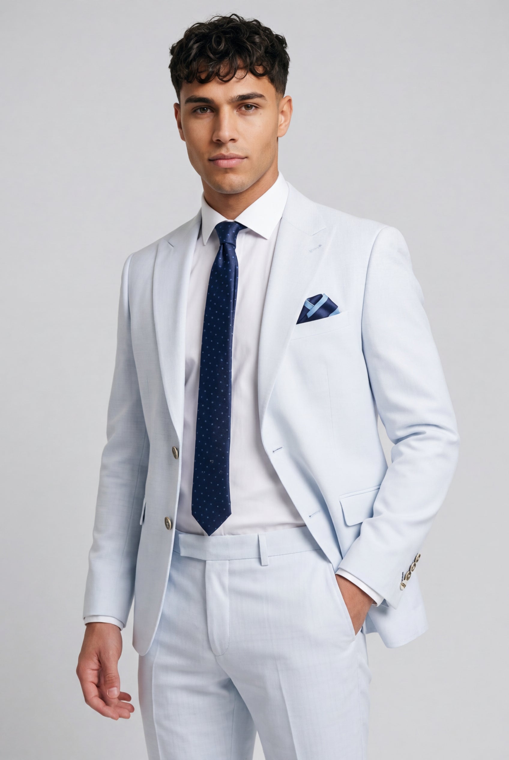 Tropez 2-Piece Textured Prom Suit - Sky Blue