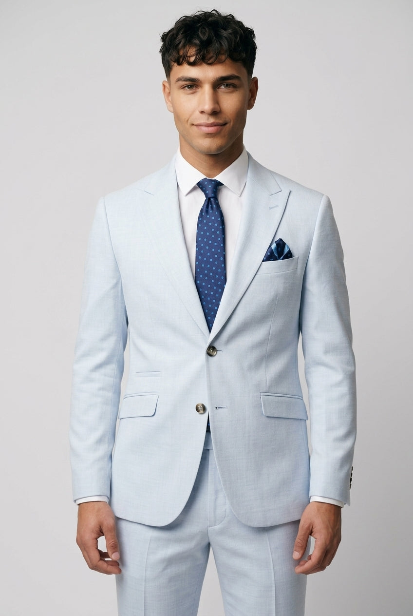 Tropez 2-Piece Textured Prom Suit - Sky Blue