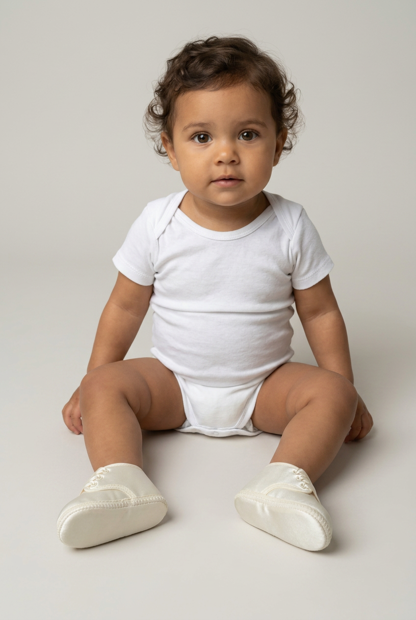 Unisex Babies Satin Ribbon Lace-Up Pram Shoes - Ivory