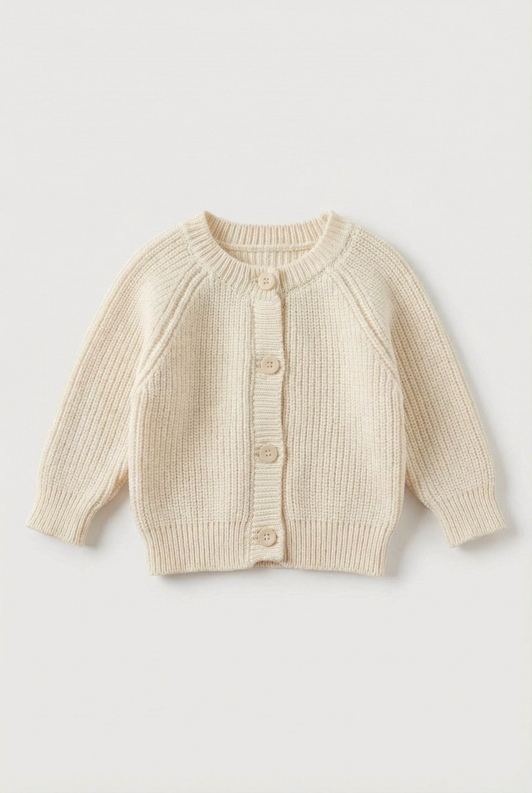 Unisex Baby 2-Piece Ribbed Knit Cardigan & Trousers Lounge Set - Ivory Cardigan Picture