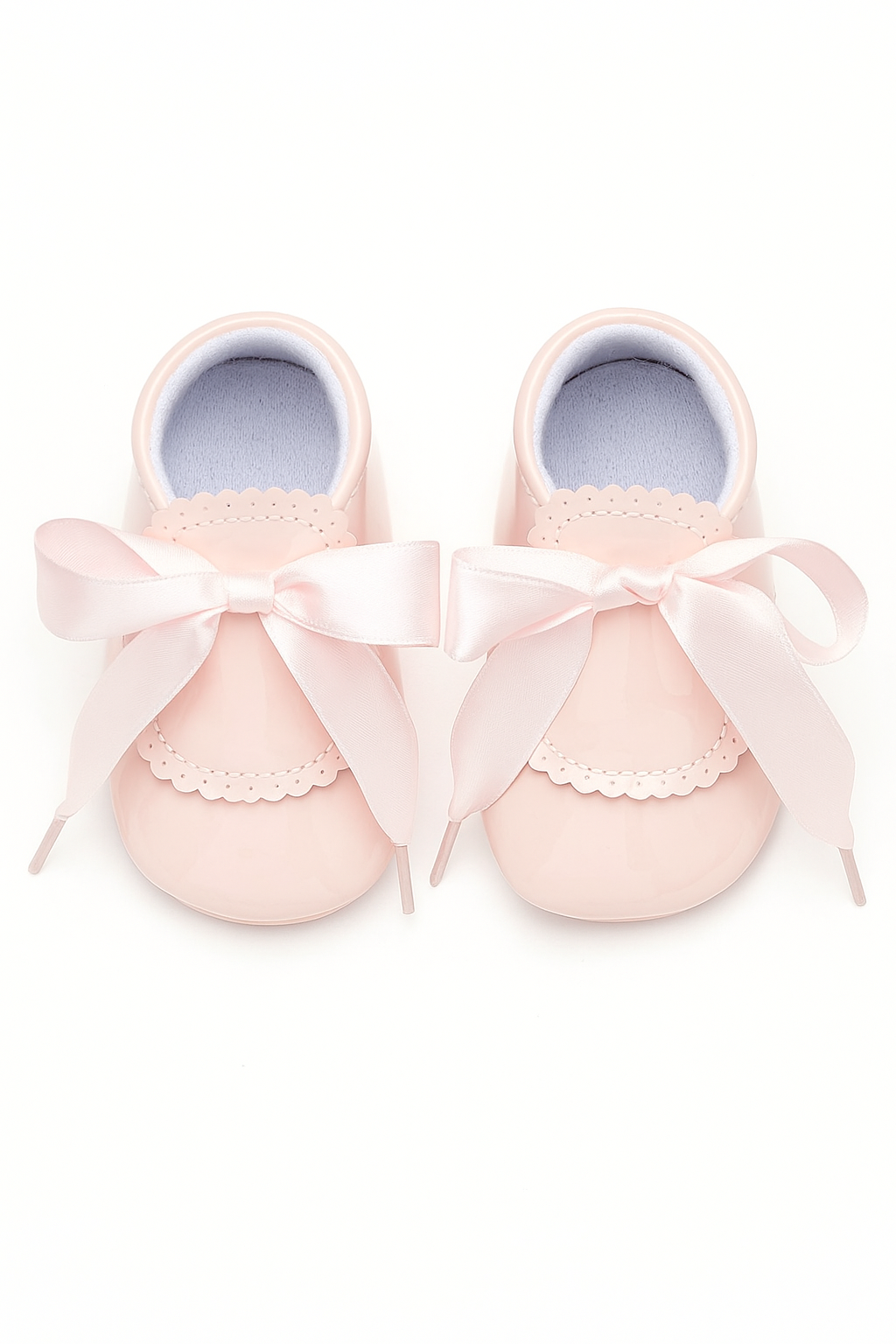 Unisex Baby Patent Shoes with Ribbon - 908 - Pink Model Picture