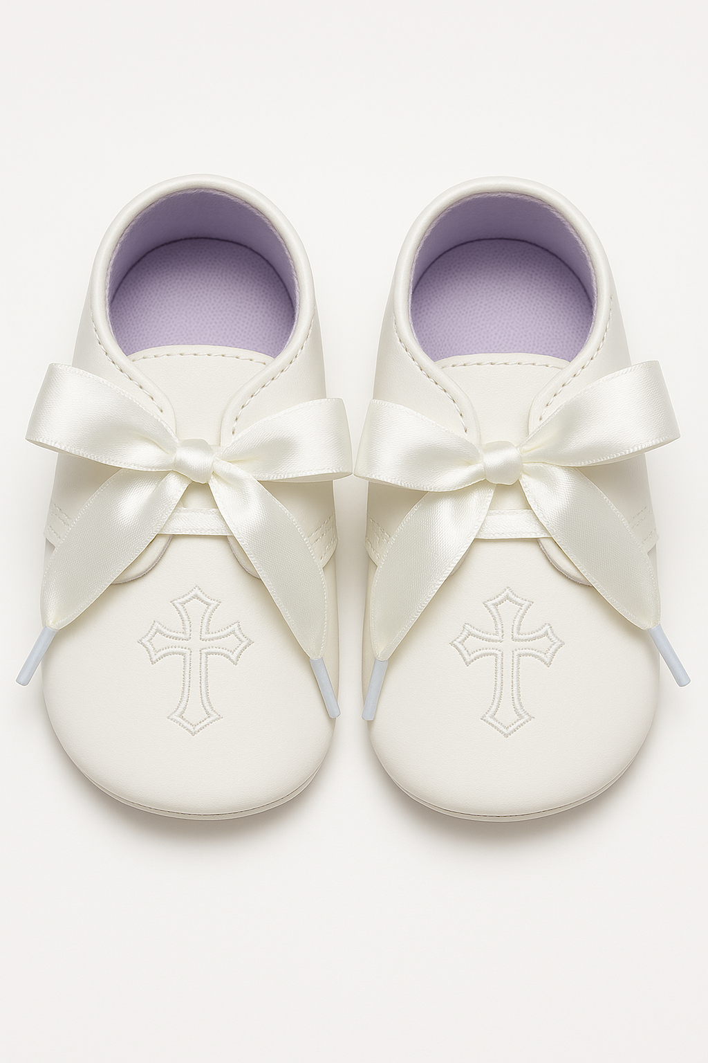 Unisex Christening Baby Pre-Walkers Shoes - 912 - Ivory Front Picture
