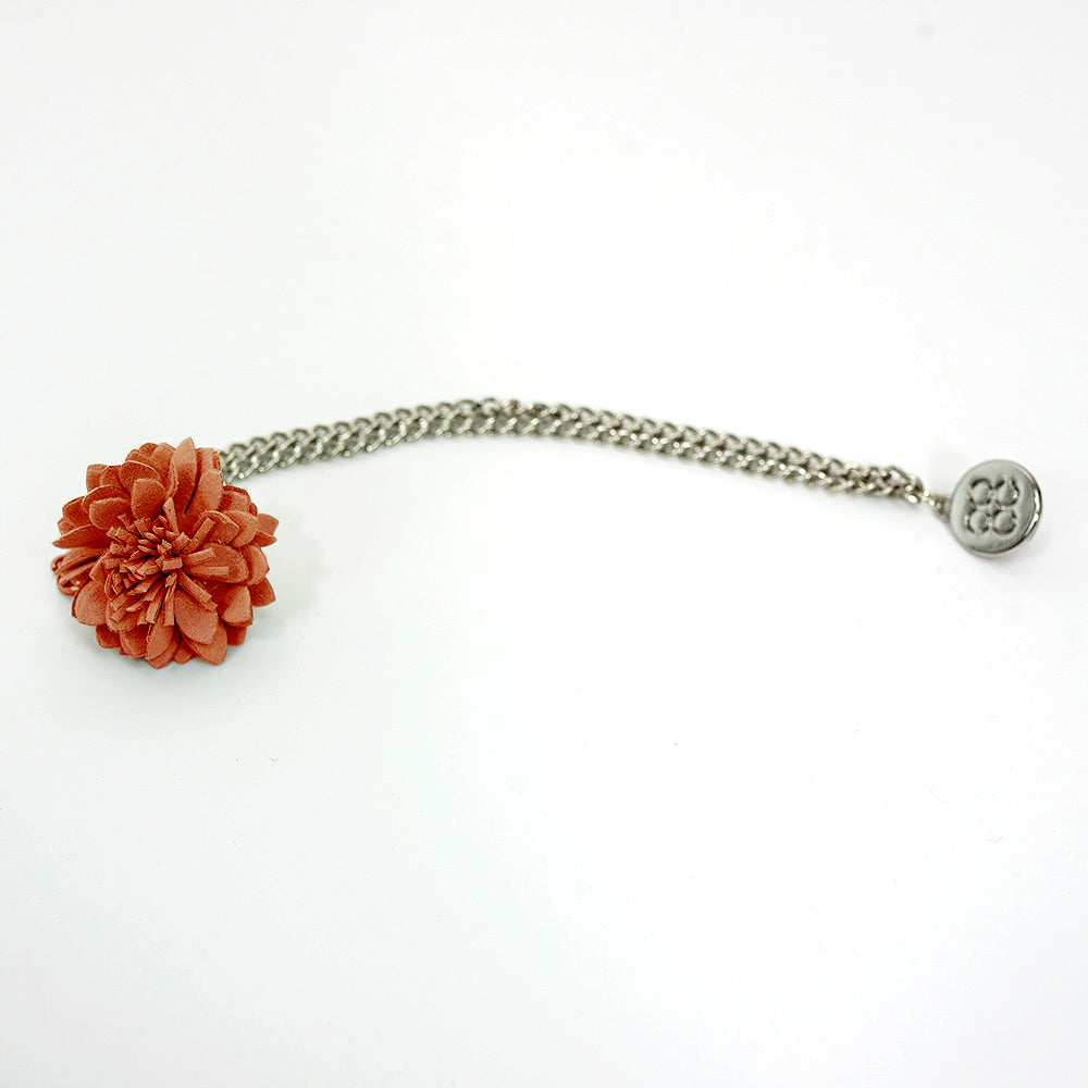 Unisex Flower Chain Brooch Suit Accessory - Orange Detail Picture