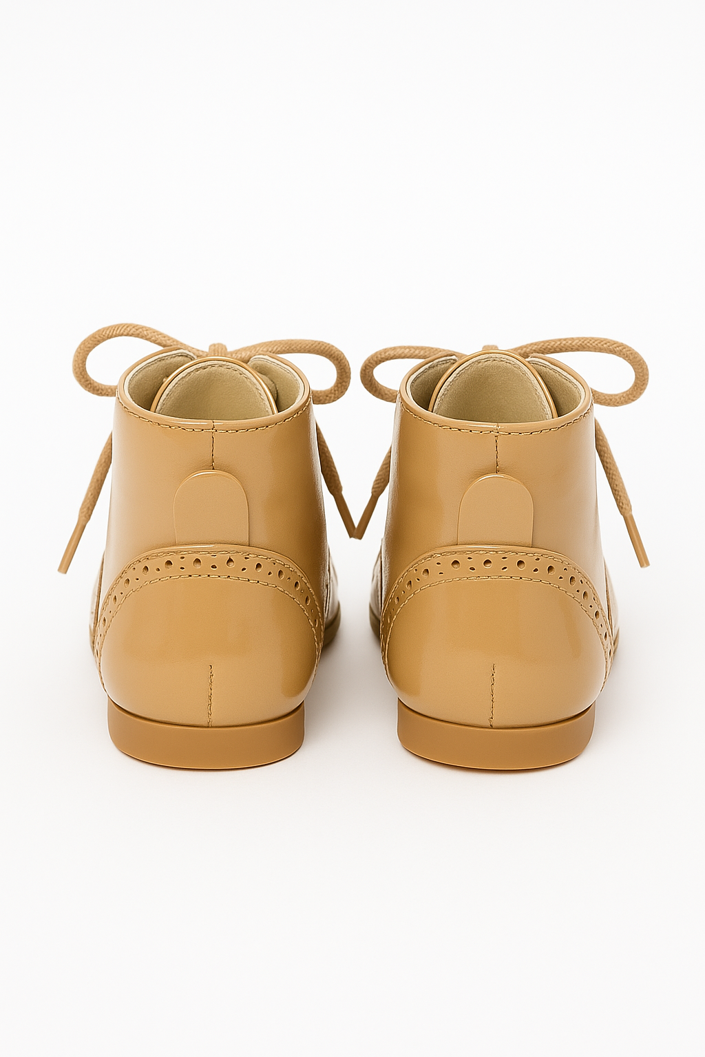 Unisex Kids Patent Leather Brogue Ankle Boots - QUINN - Camel Back picture