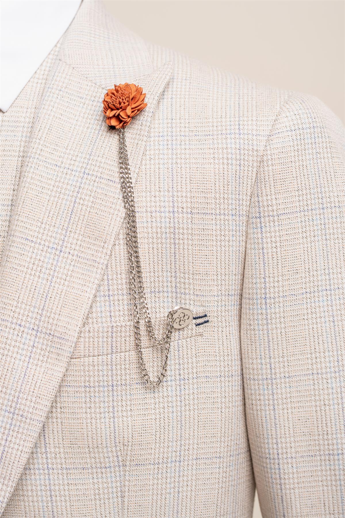 Unisex Flower Chain Brooch Suit Accessory - Orange