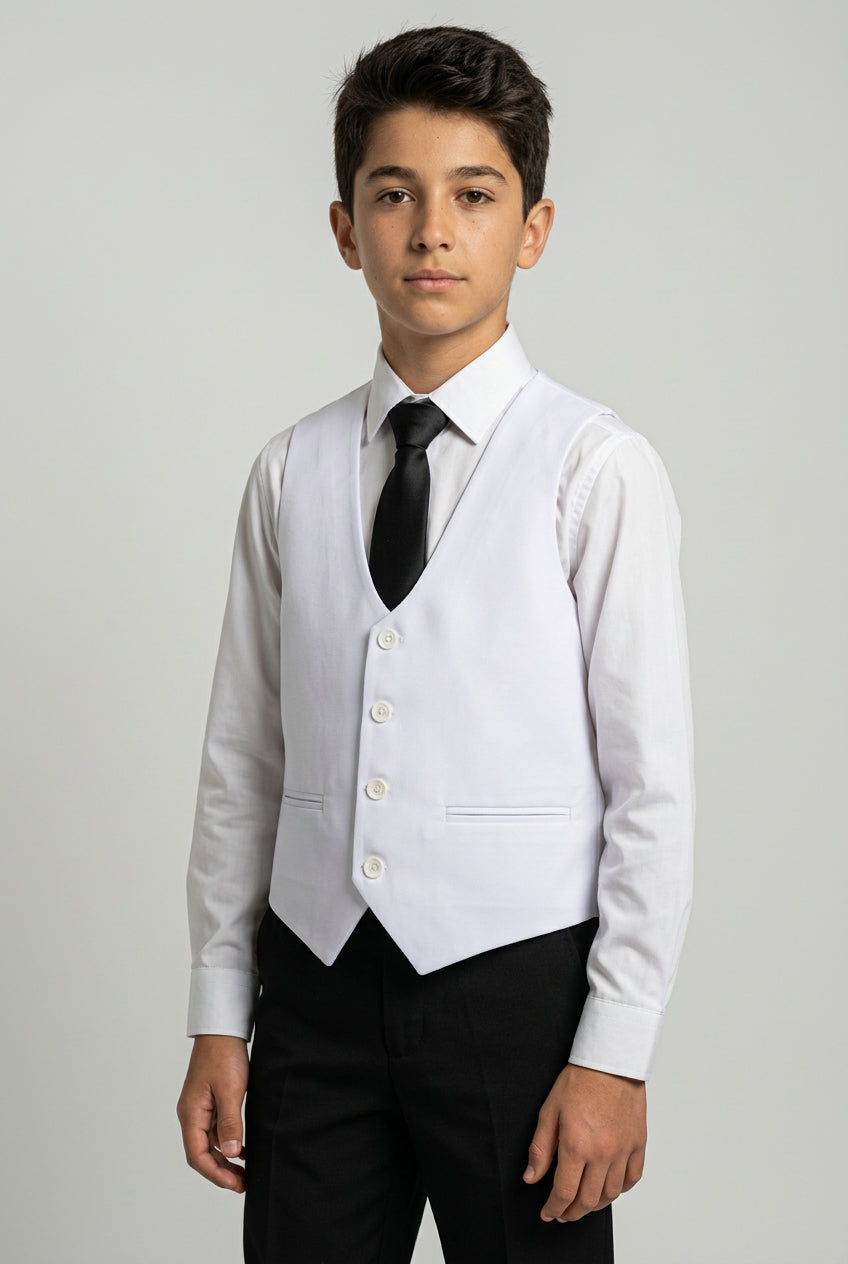 Boys White Formal Waistcoat