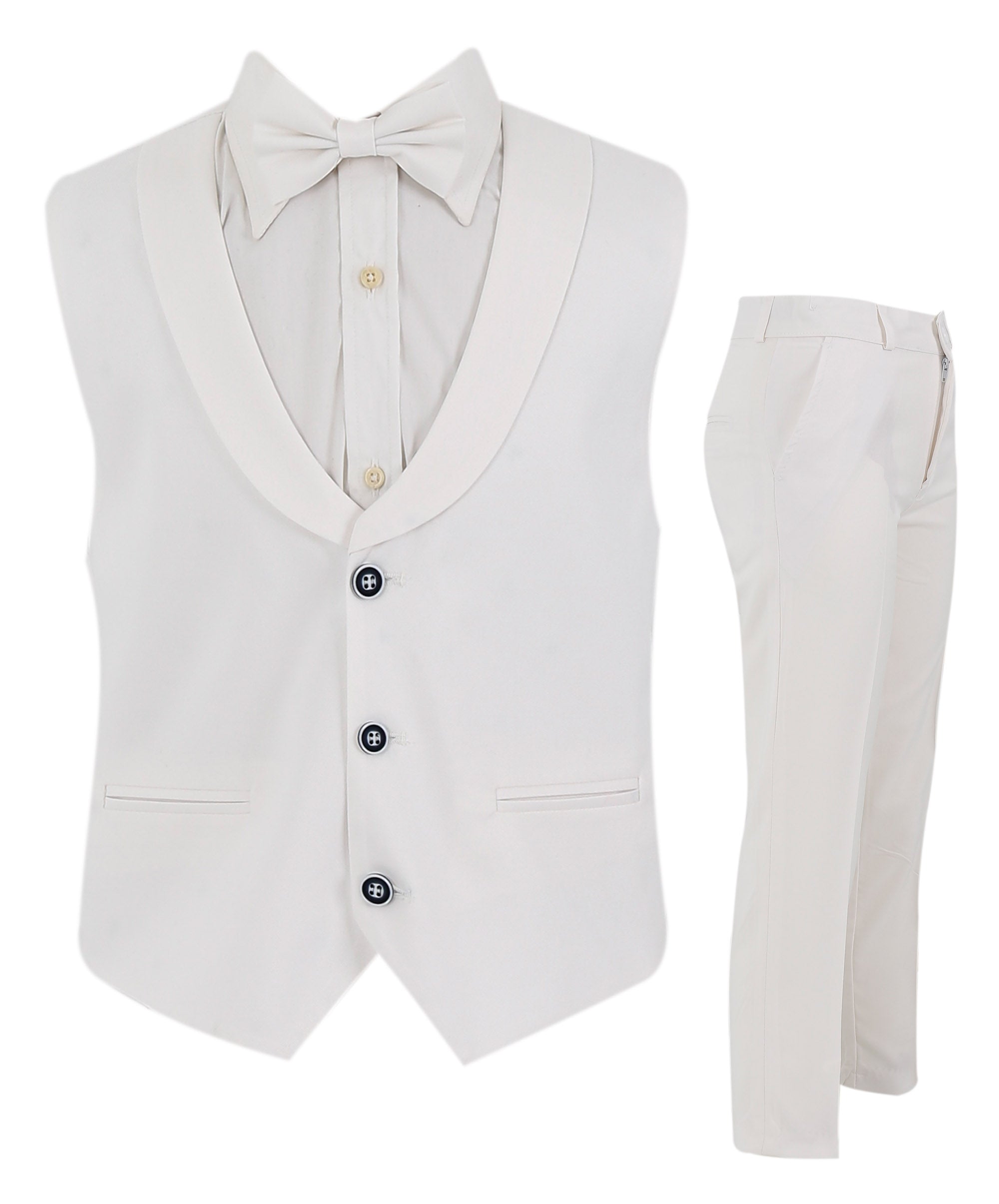 Boys Linen Waistcoat Suit Set - WHITBY - White