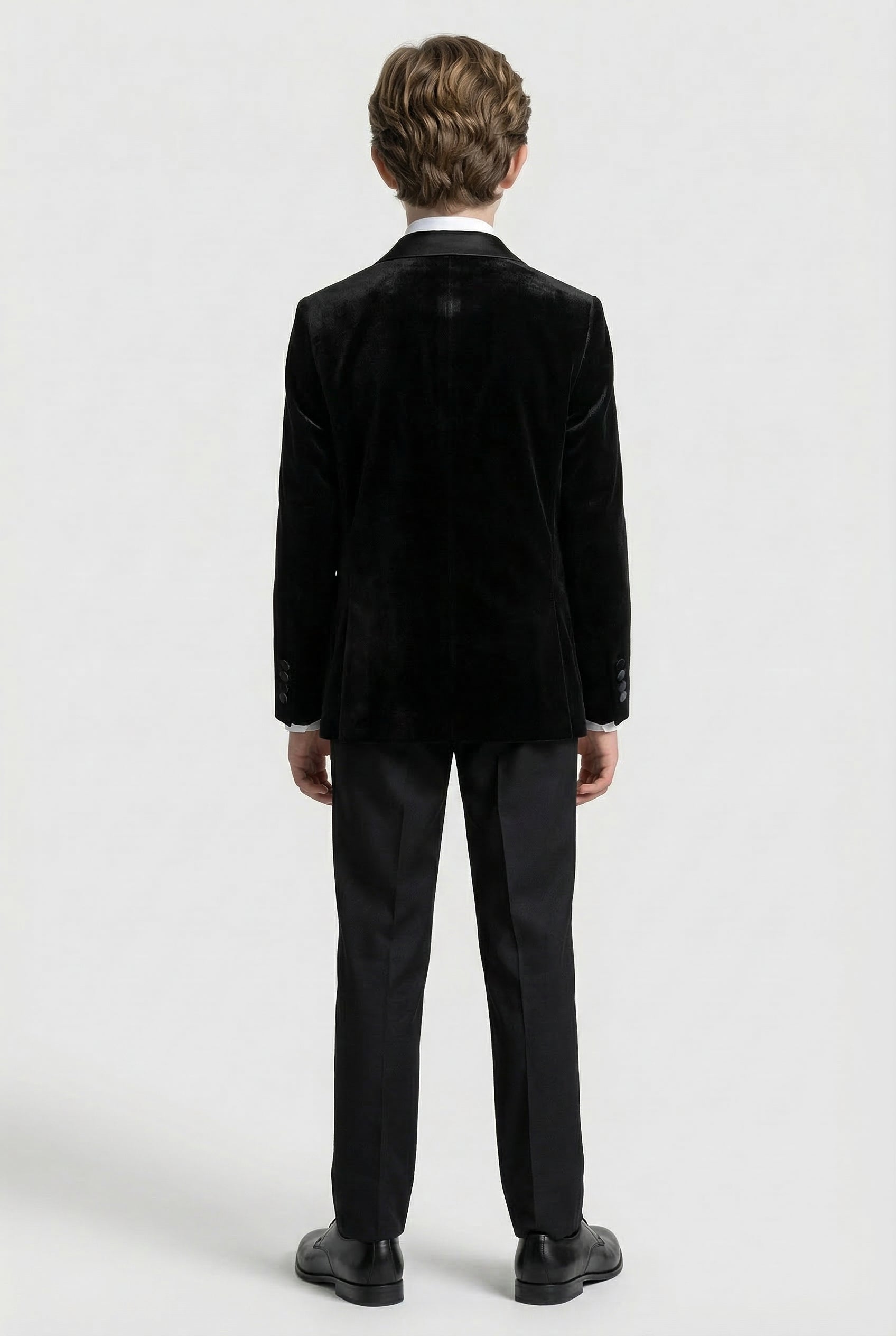 Boys 4-Piece Velvet Double Breasted Tuxedo Suit - Albert  Black