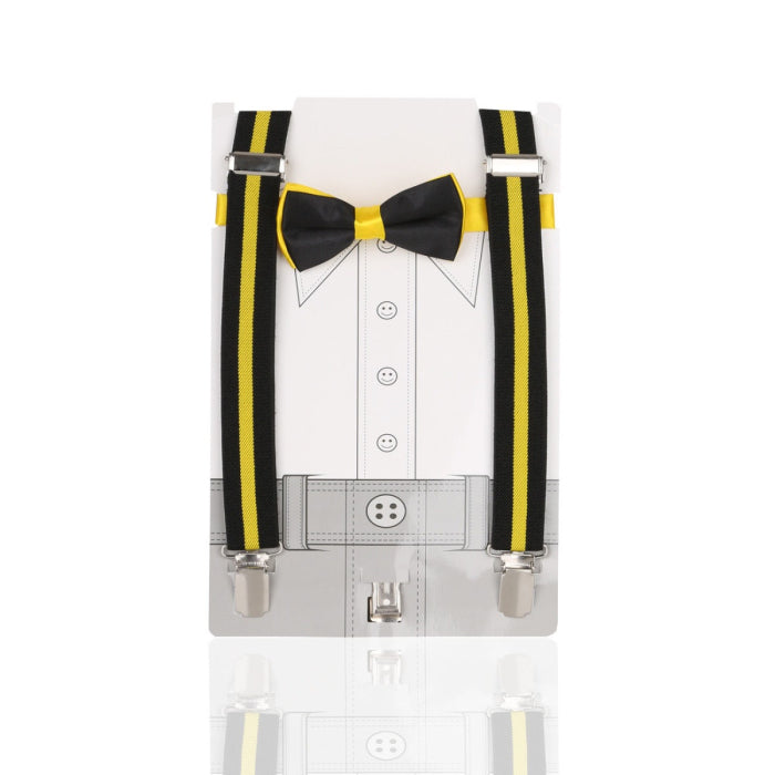 Boys Adjustable Elastic Y-Back Wide Bow Brace Set - Black