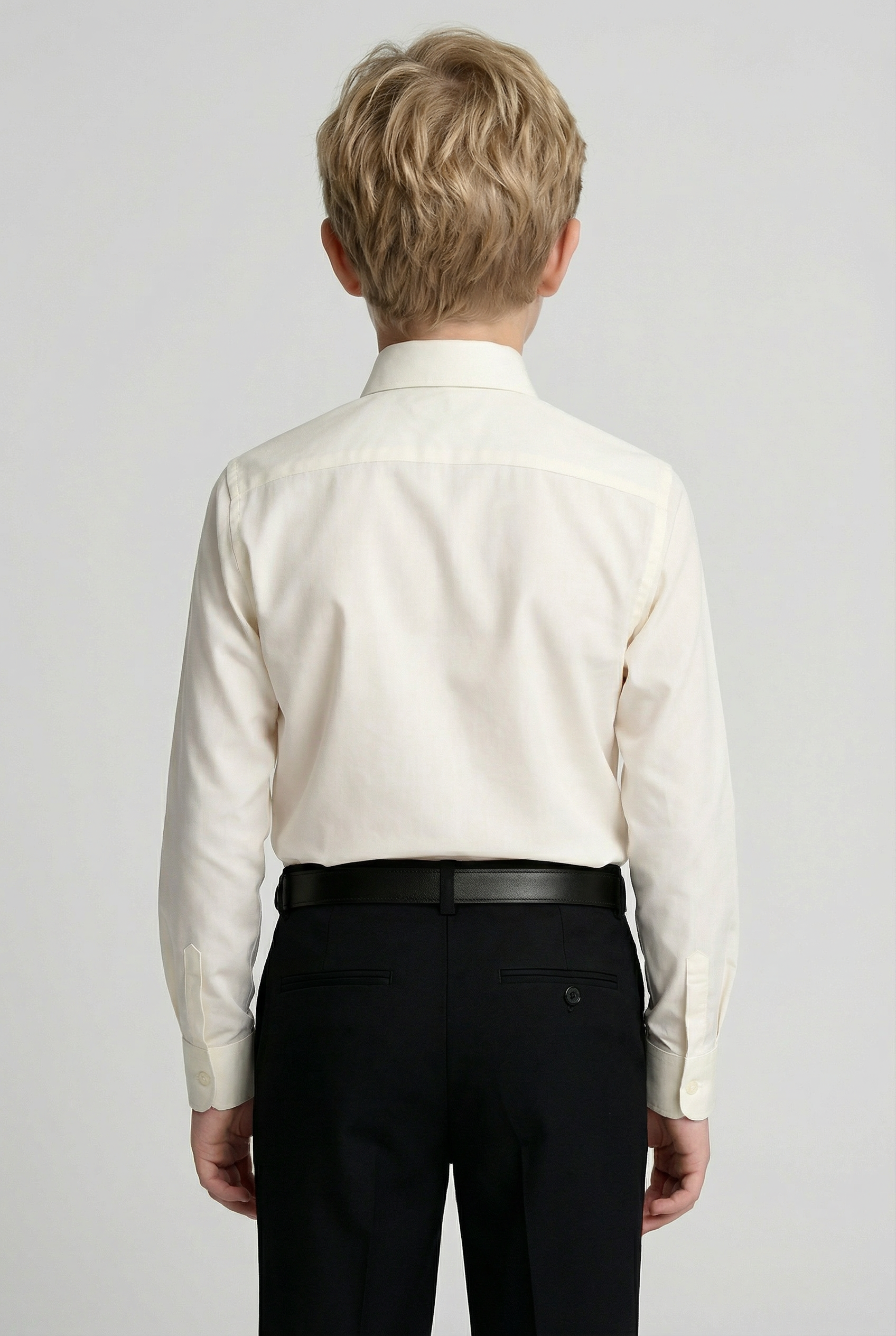 Boys Cotton Classic Collar Long Sleeve Shirt  - Ivory