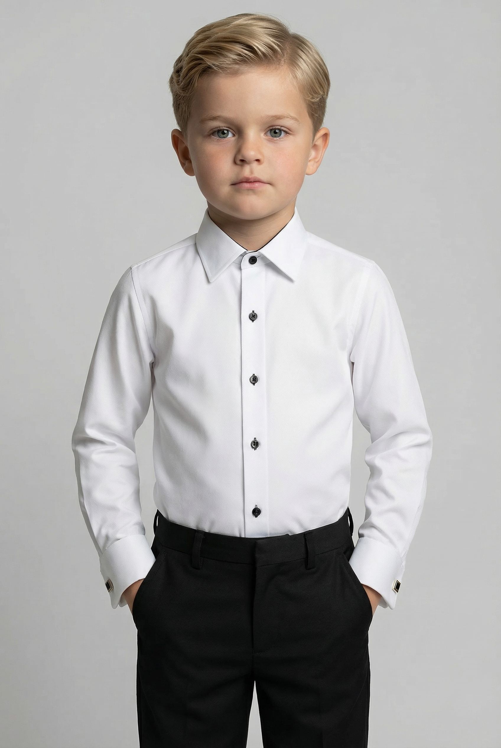 Boys’ Cotton Cufflink Formal Shirt - Harput- White