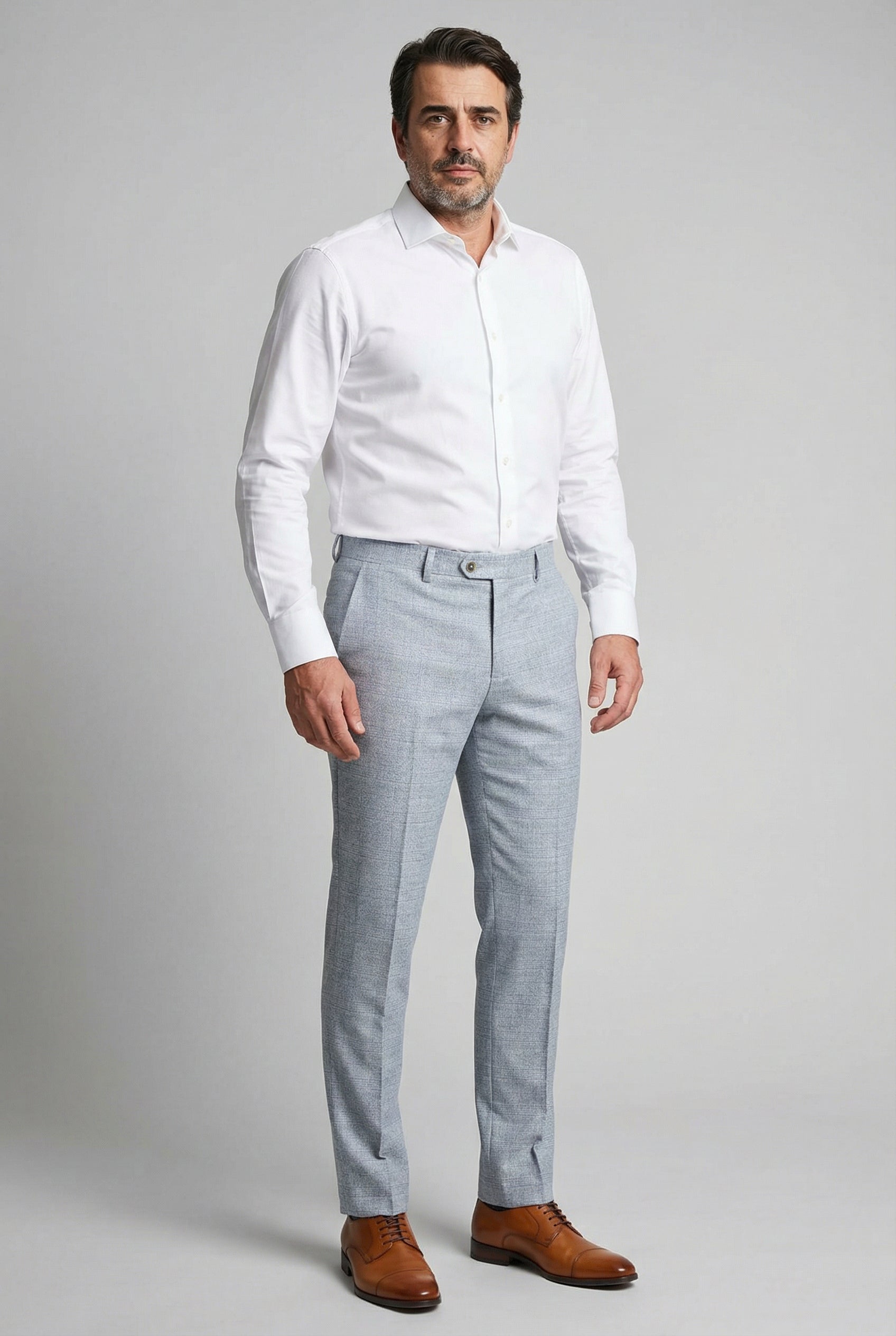 Men’s 3-Piece Tweed Like Glen Check Suit Bundle - Light Blue