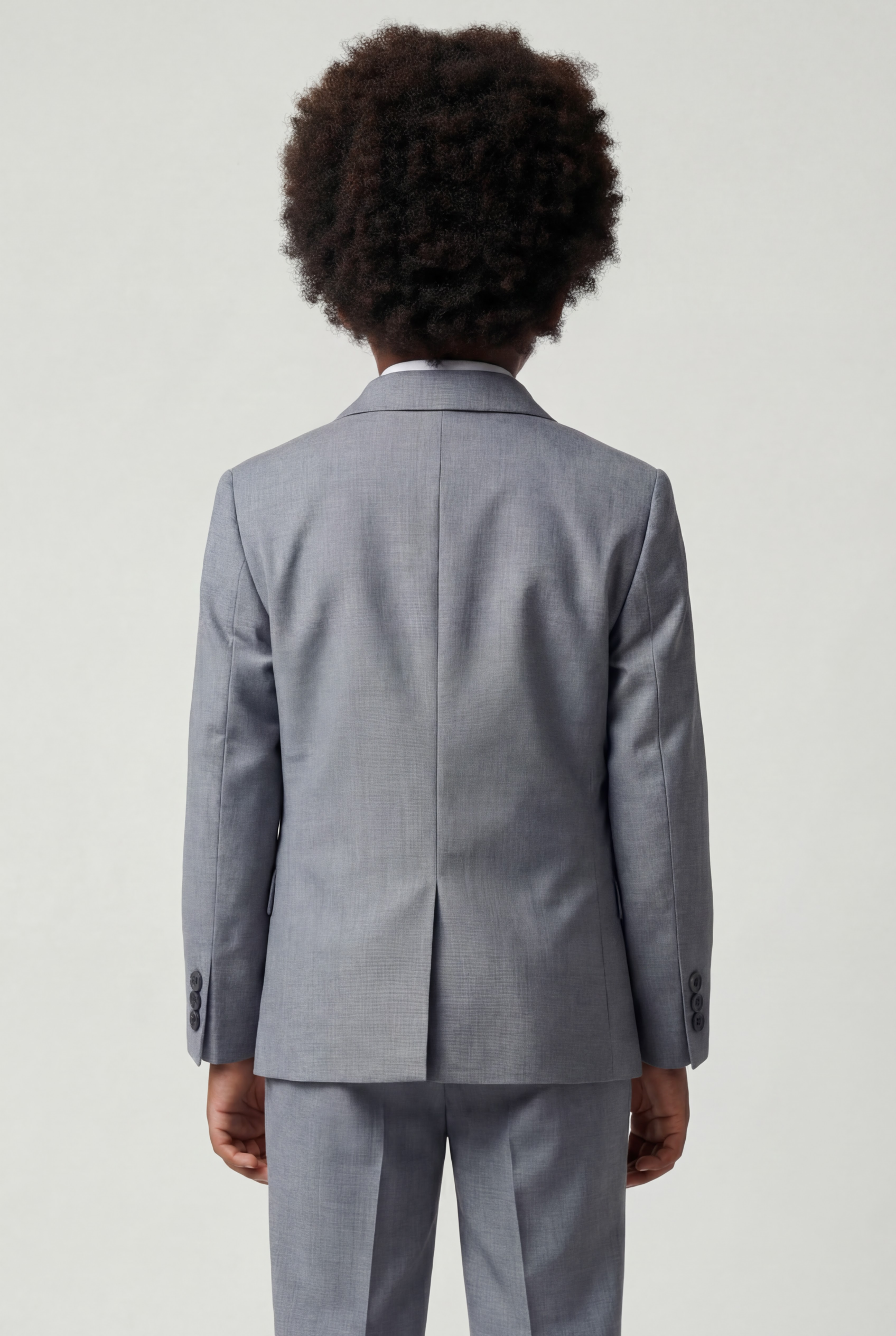 Boys 4-Piece Slim Fit Double Breasted Suit Set - Grey