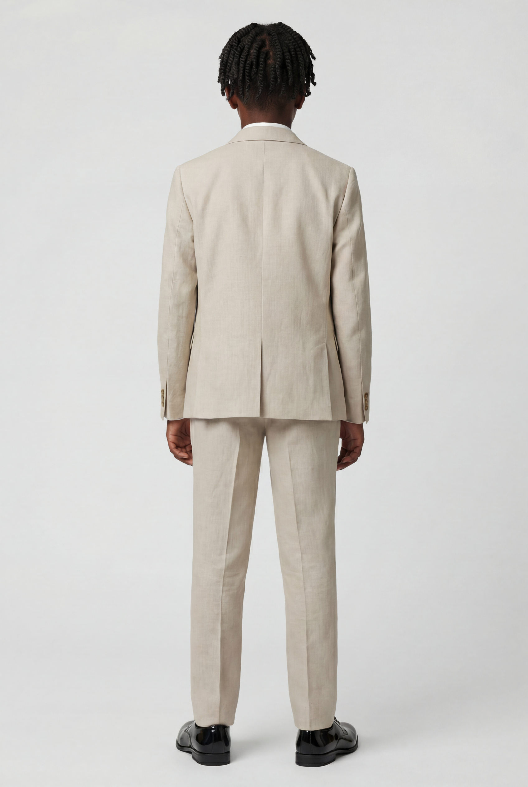 Boys 5-Piece Formal Prom Suit with Double Breasted Waistcoat - Beige