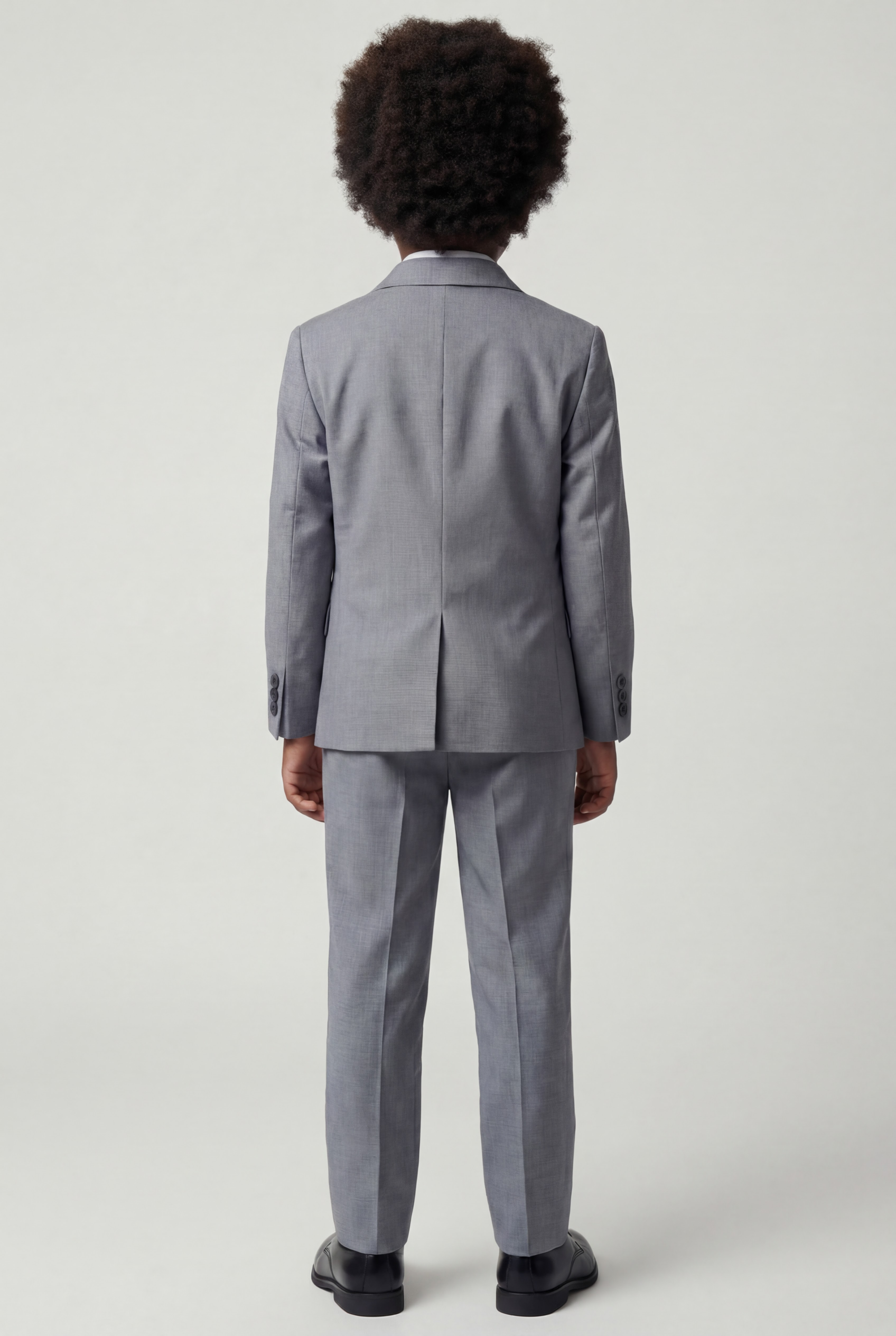 Boys 4-Piece Slim Fit Double Breasted Suit Set - Grey