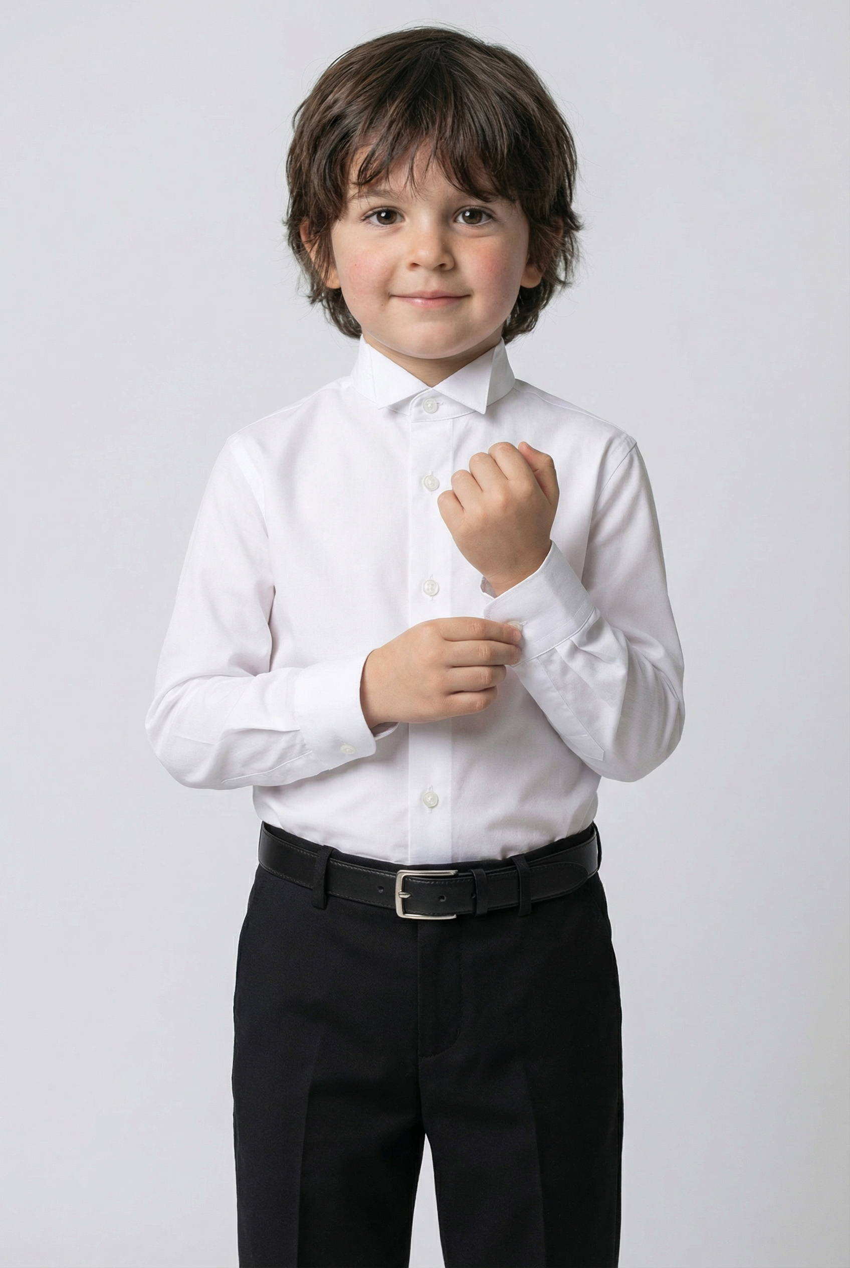 Boys Wing Collar Slim Fit Tuxedo White Shirt - White