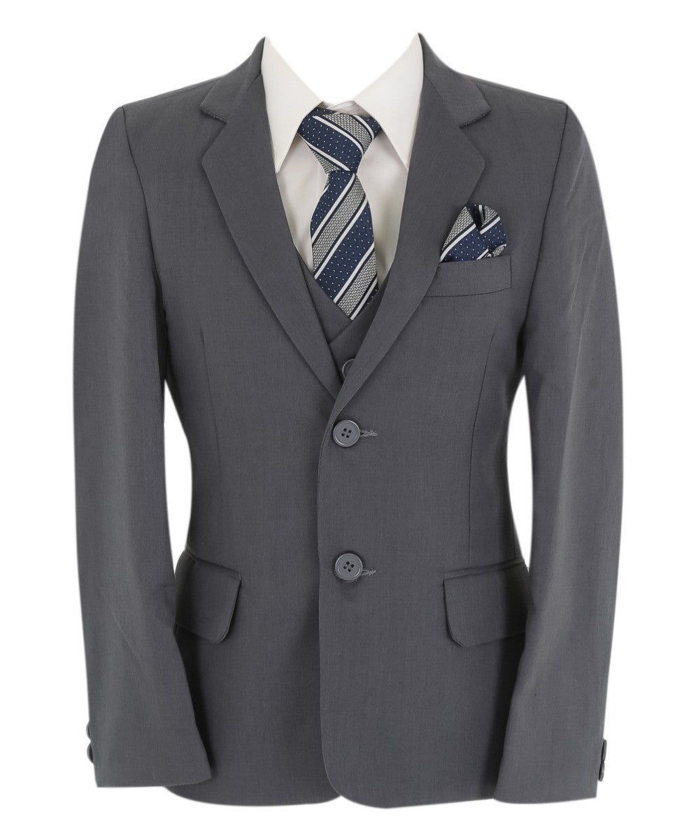 Boys 6 Piece All In One Formal Suit Set - RUN - Mid Grey