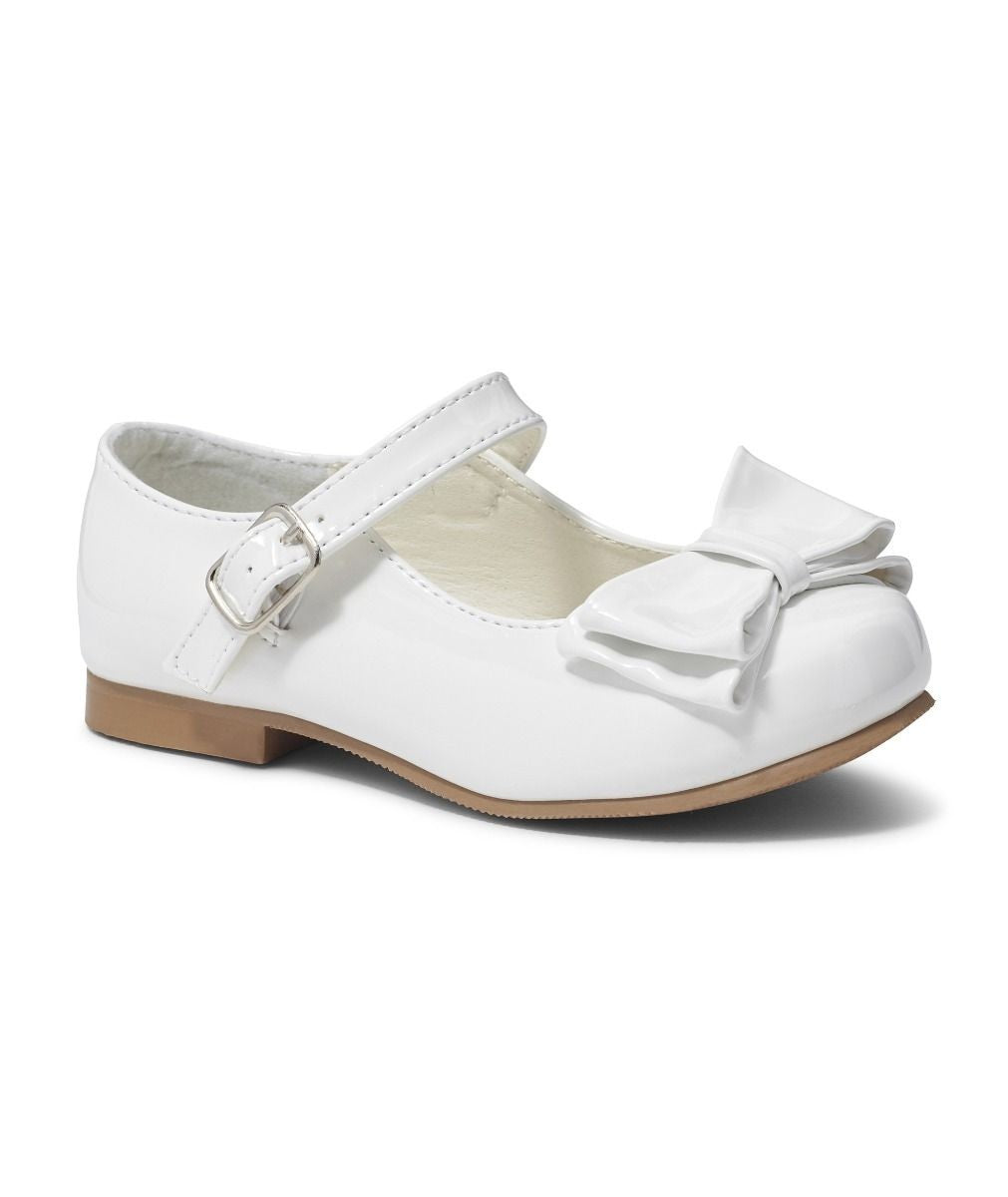 Girls Patent Mary Jane Shoes with Bow – LIYA - White