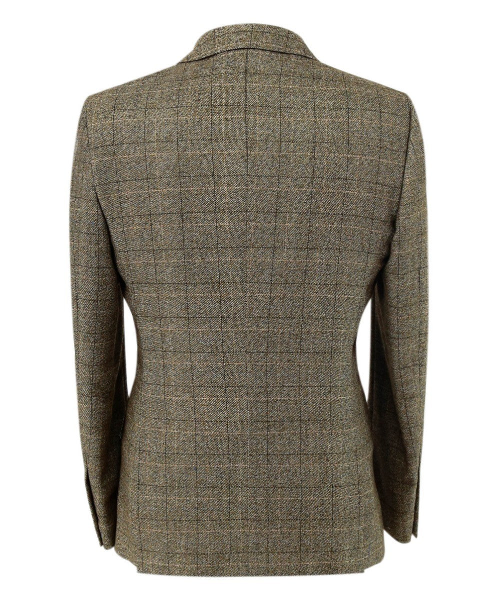 Men's Tweed Windowpane Check Suit - LIAM Beige - Beige