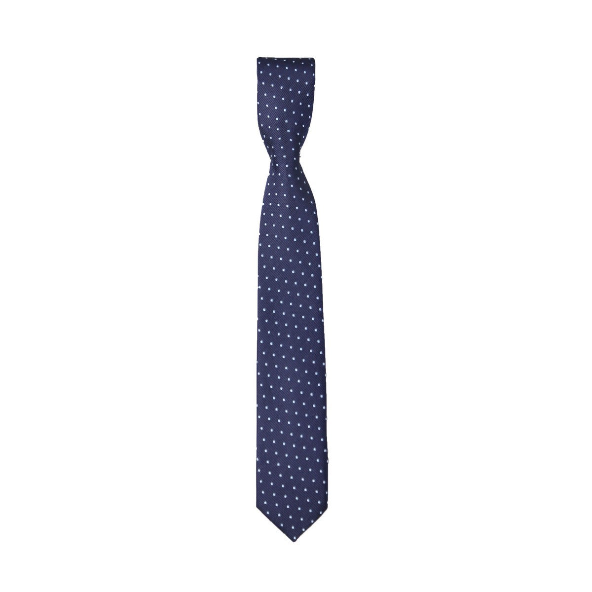 Boys Mixed Pattern Formal Tie & Hankie Set - Navy Spotty