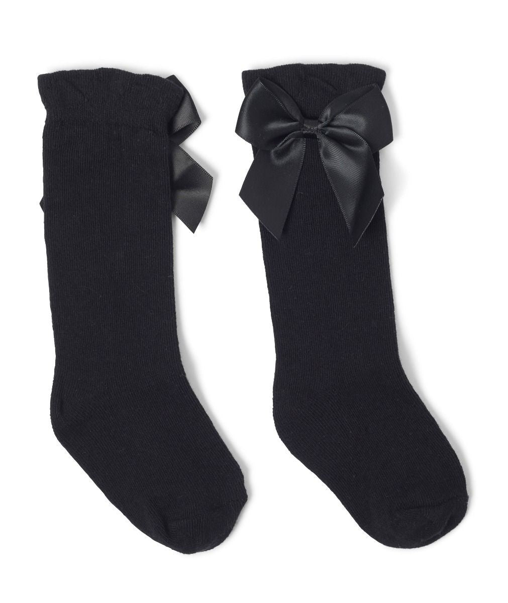 Girls' Bow Knee-High Dress Socks - VICTORIA - Black