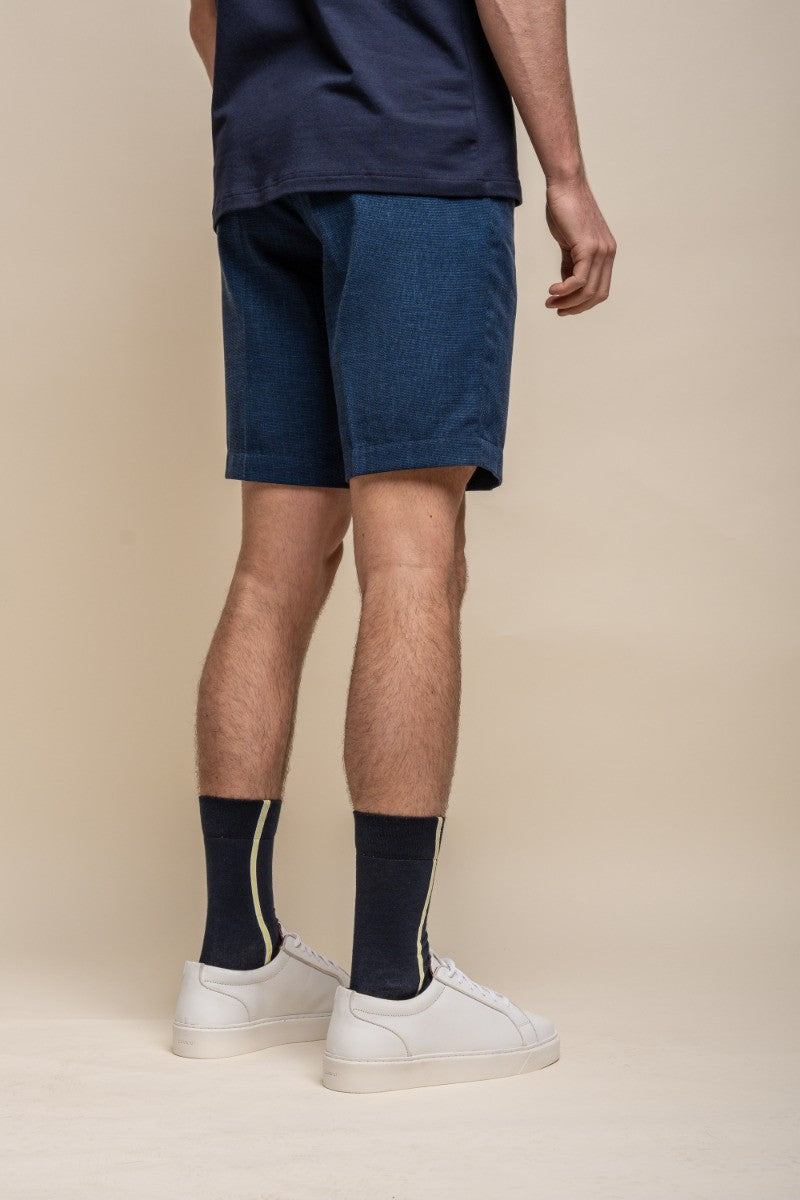 Men's Mid Rise Slim Fit Shorts- MIAMI - Dark Blue