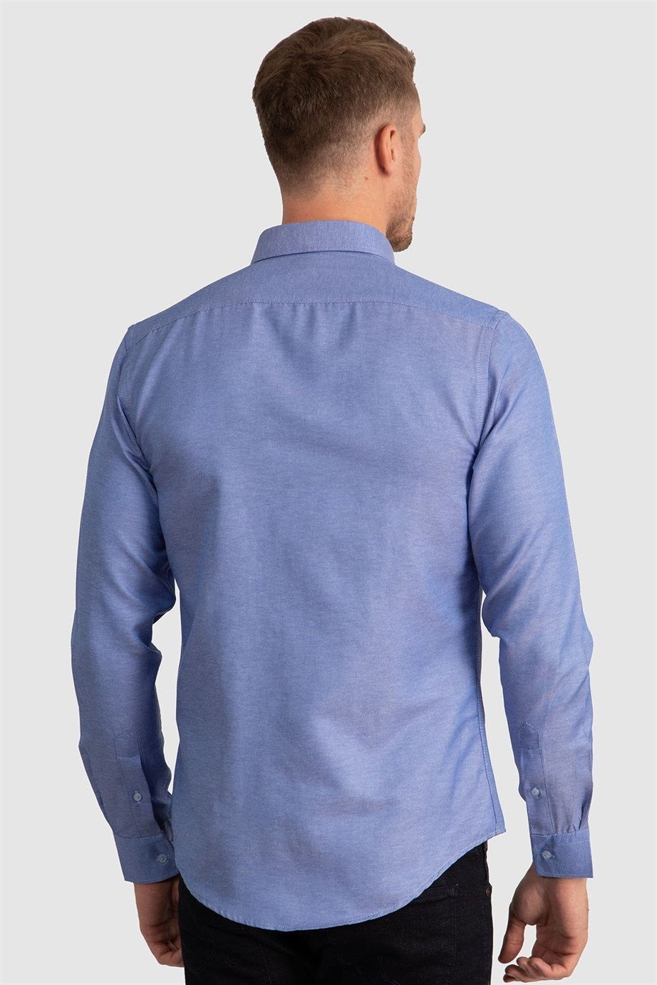 Men's Slim Fit Cotton Button-Down Oxford Shirt - GABARDIN - Blue