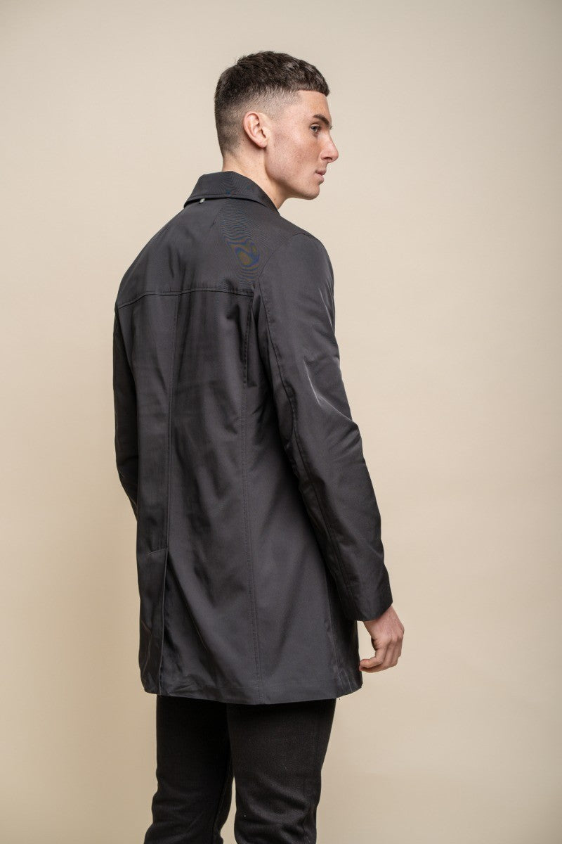 Men's Mi-Length Lightweight Casual Coat - BARRACUDA - Black