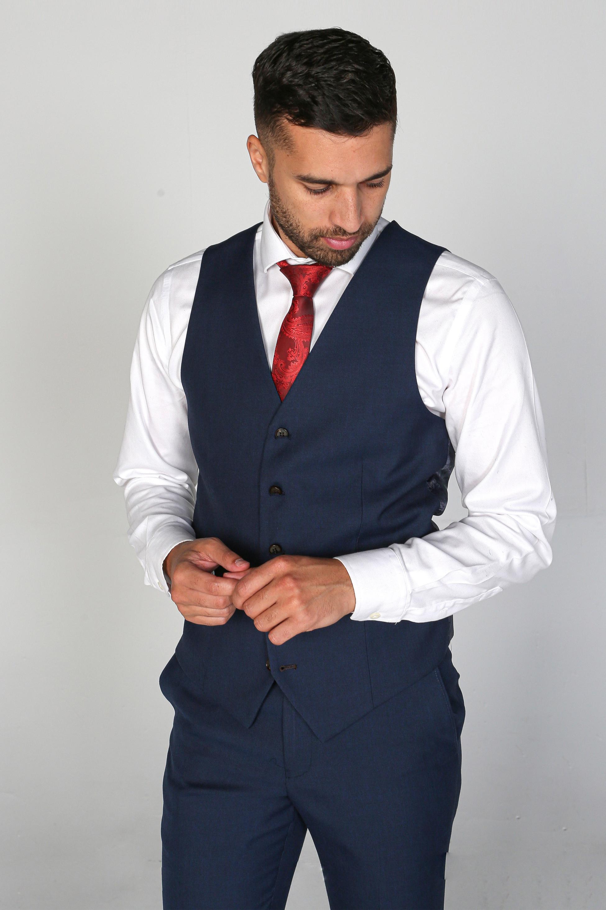 Men's Tailored Fit Formal Suit - CALVIN Navy - Navy Blue