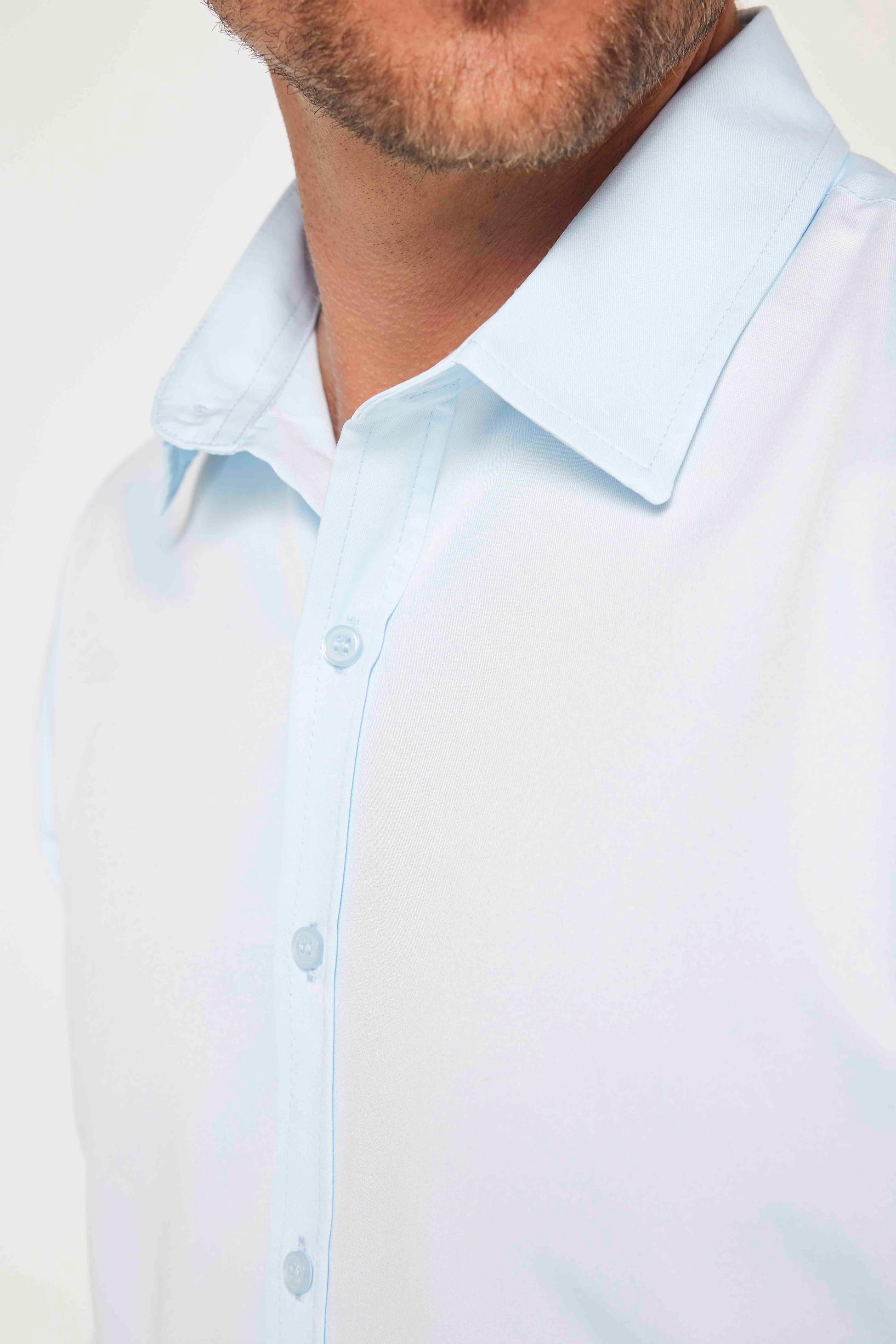 Men's Slim Fit Long Sleeve Dress Shirt - POLY - Light Blue