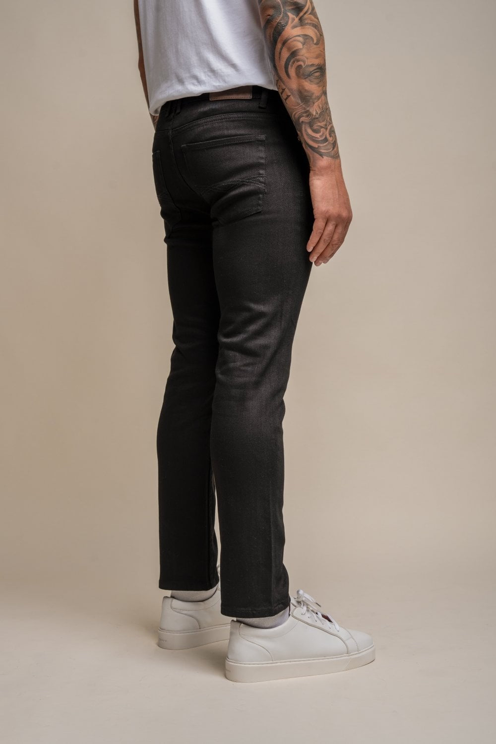 Men's Cotton Slim Fit Stretch Denim Jeans - MILANO - Black