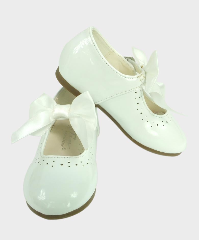 Girls Patent Mary Jane Flat Shoes - White