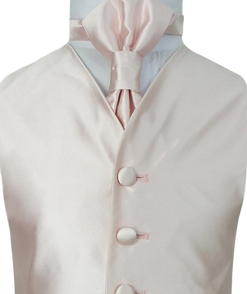 Boys Satin Waistcoat & Cravat Set - Pink