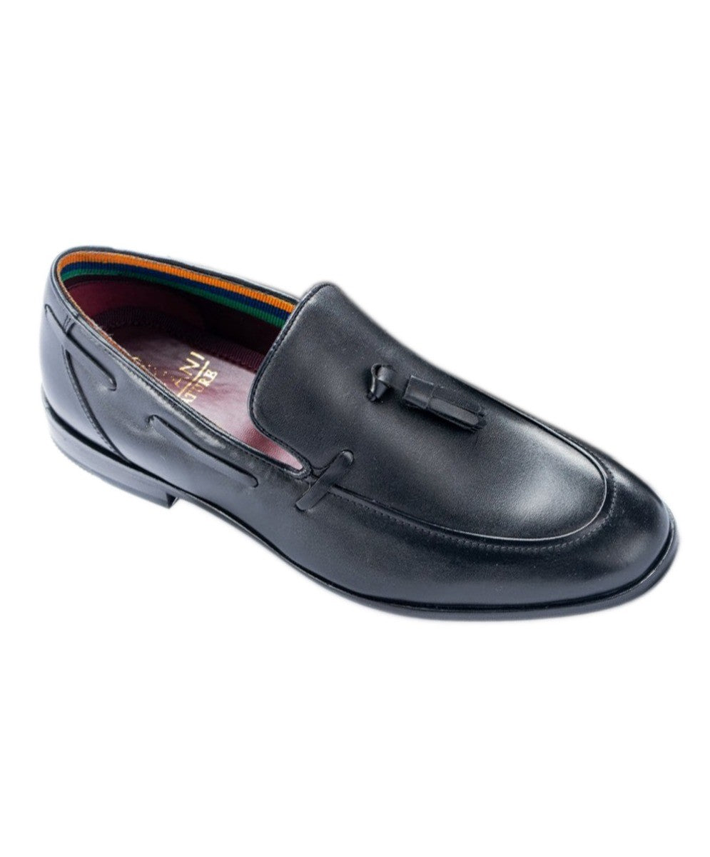 Men's Leather Slip On Tassel Loafer - FREEMONT - Black