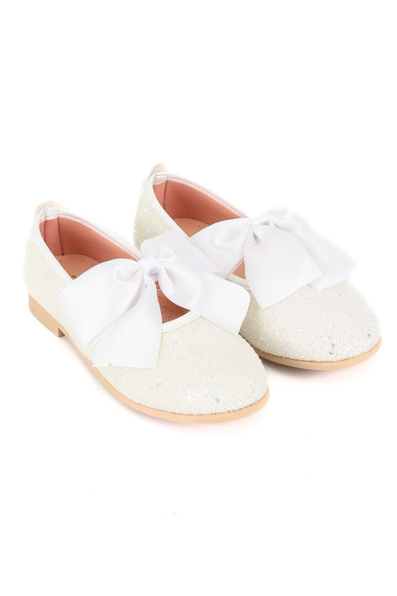 Girls Sequin Ballerina Flat Pumps - LOLA - Ivory