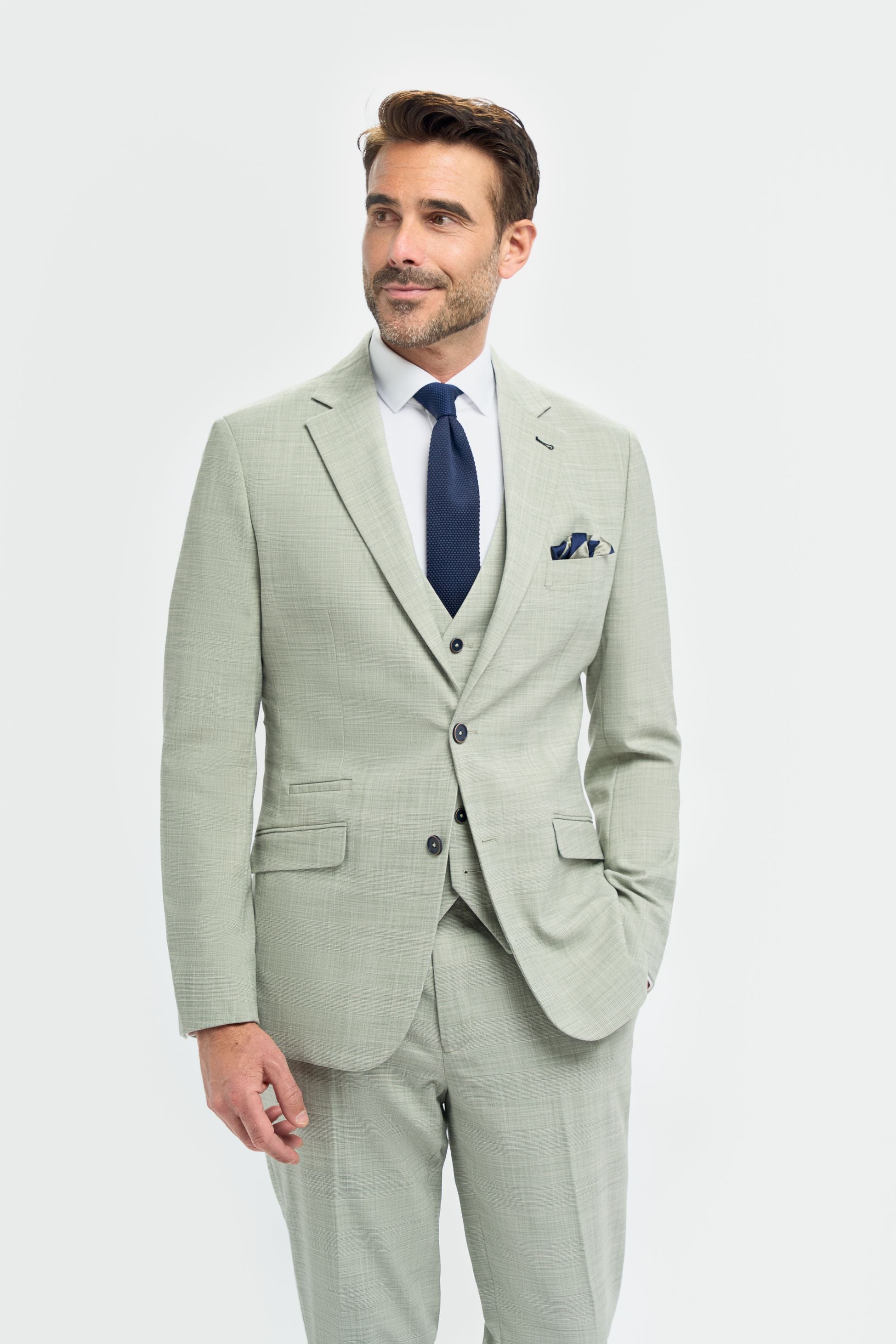 Men’s Sage Green Textured Suit Jacket - Camden - Sage Green