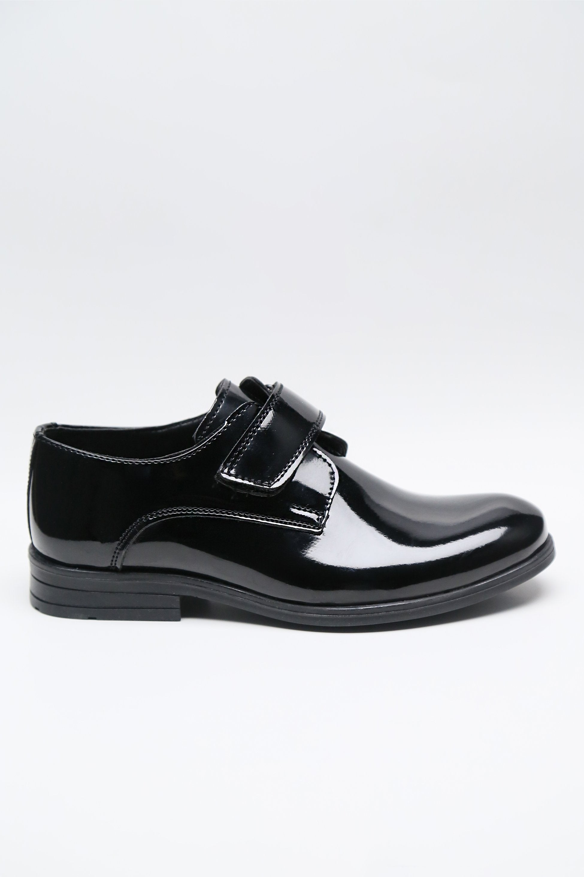 Boys Black Velcro Patent Dress shoes - MARCO - Black