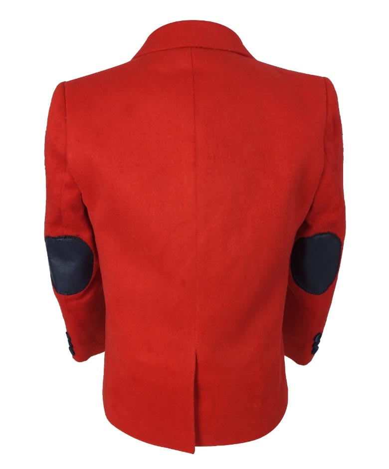 Boys Soft Suede Red Suit Set with Elbow Patches - Red -Blue