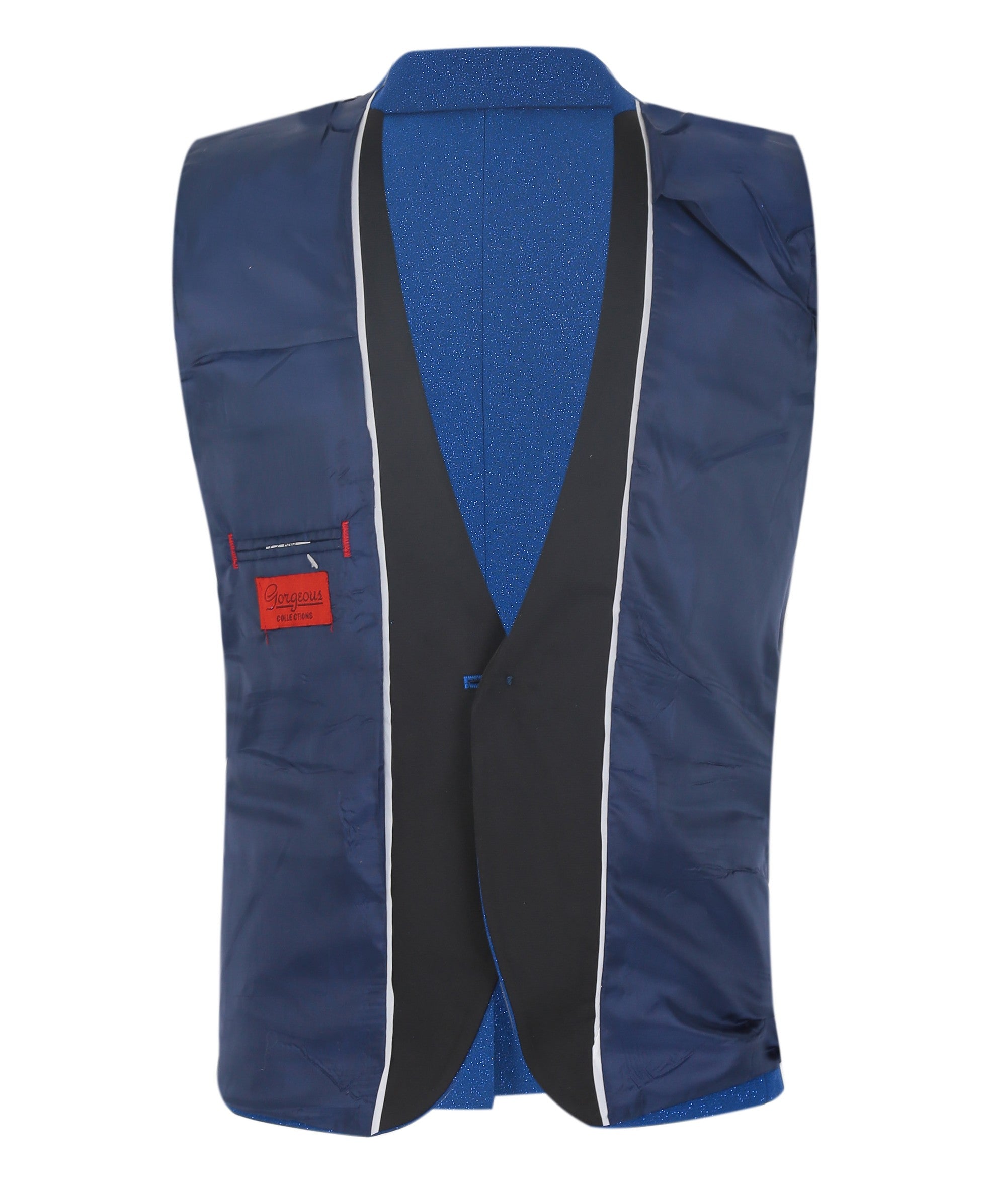 Boys Glittery Slim Fit Tuxedo Dinner Suit - Blue