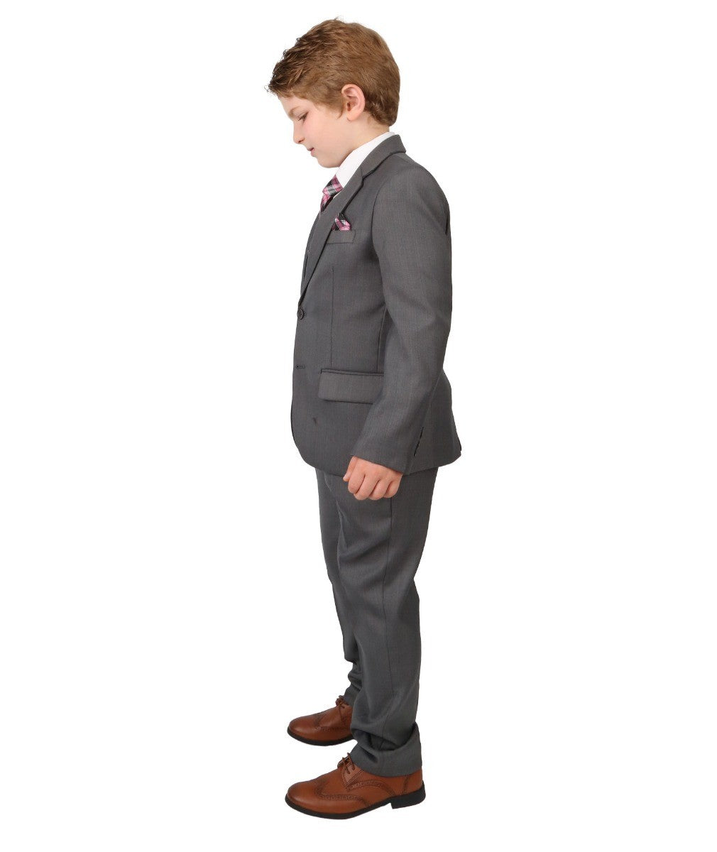 Boys Regular Italian Fit Grey Suit - Grey