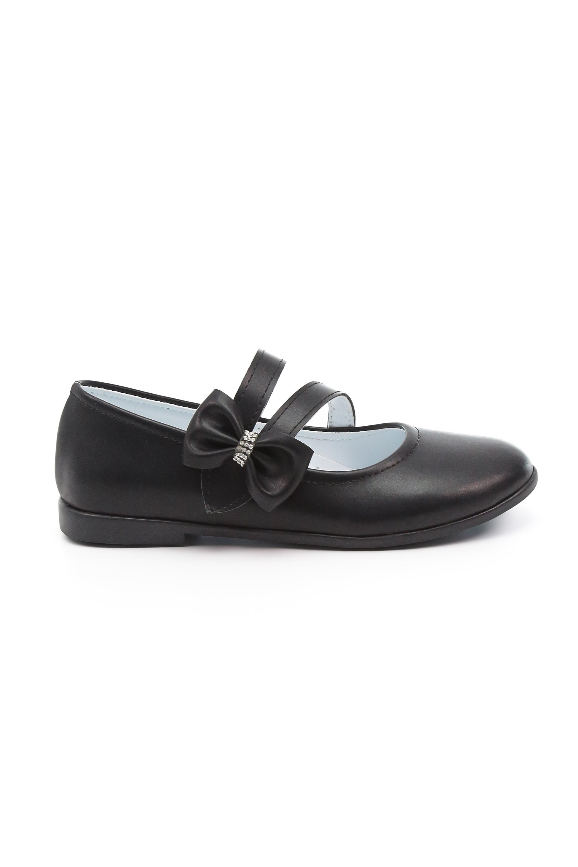 Girls Mary Jane Bow Flat Dress Shoes -MAYA - Black