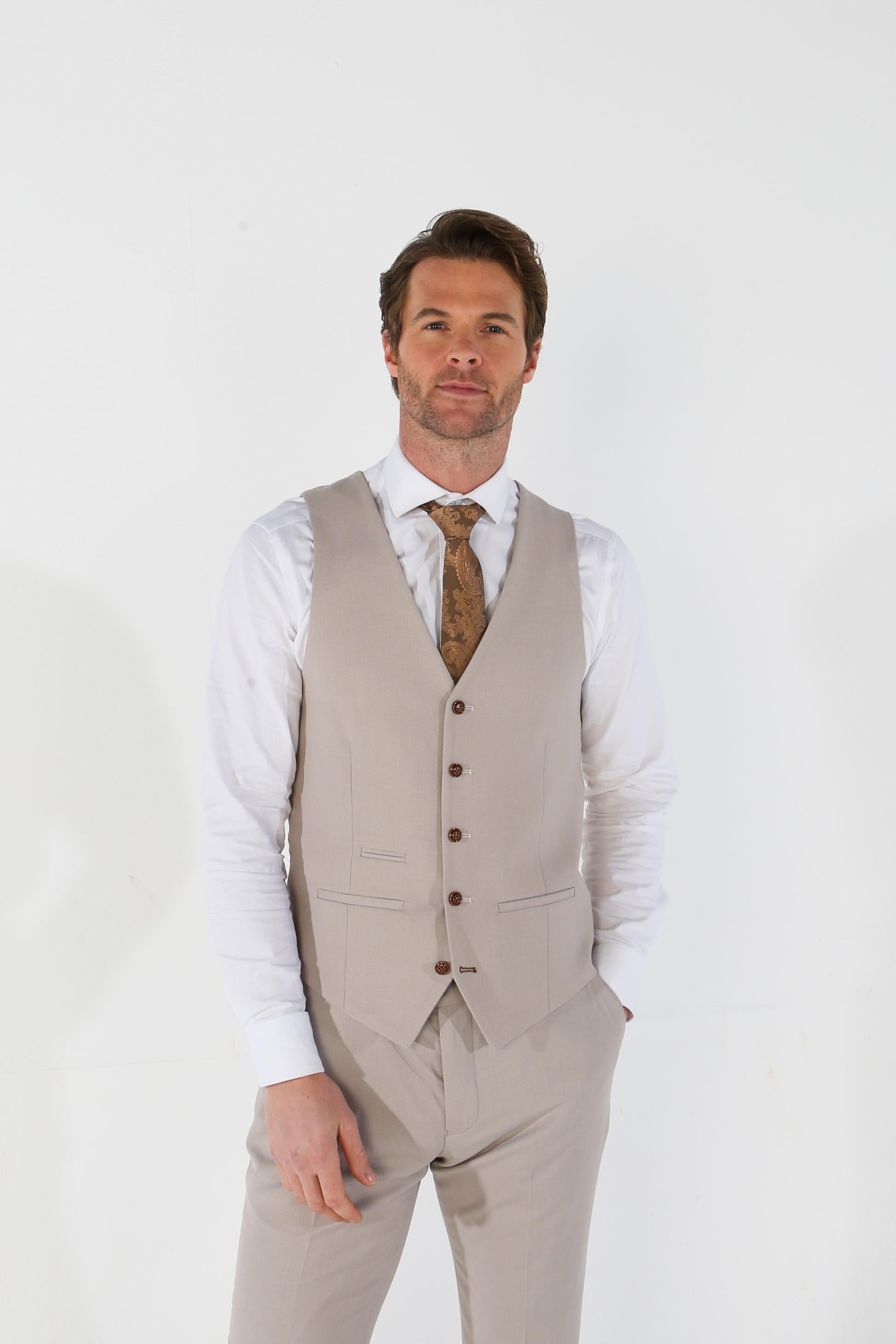 Men's Tailored Fit Formal Suit - MAYFAIR - Stone