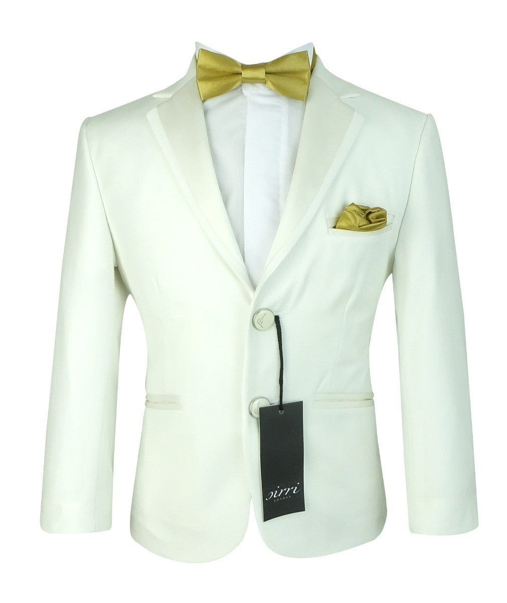 Boys Sheen Lapel Slim Fit Communion Suit - Off white