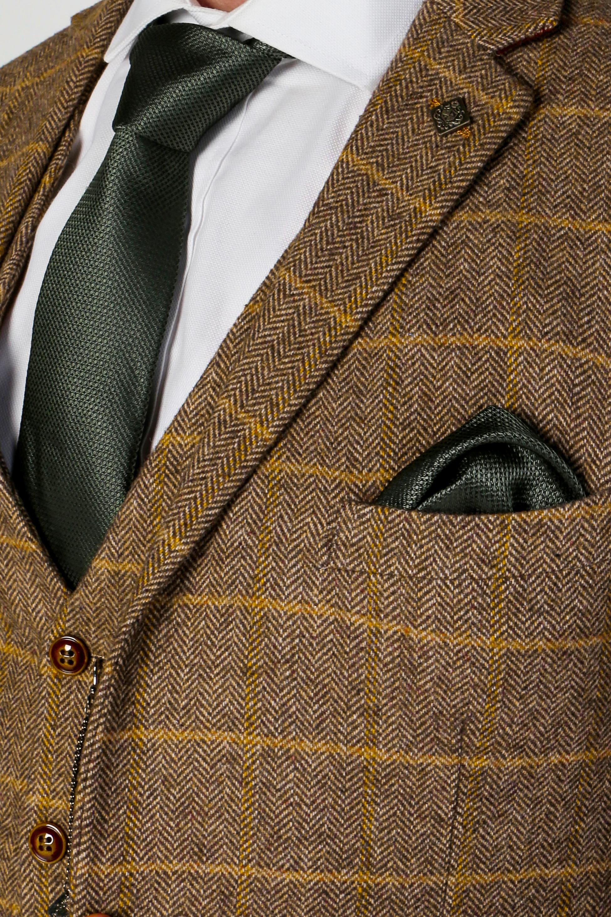 Men's Tweed Retro Windowpane Suit Jacket - HARRIS - Brown