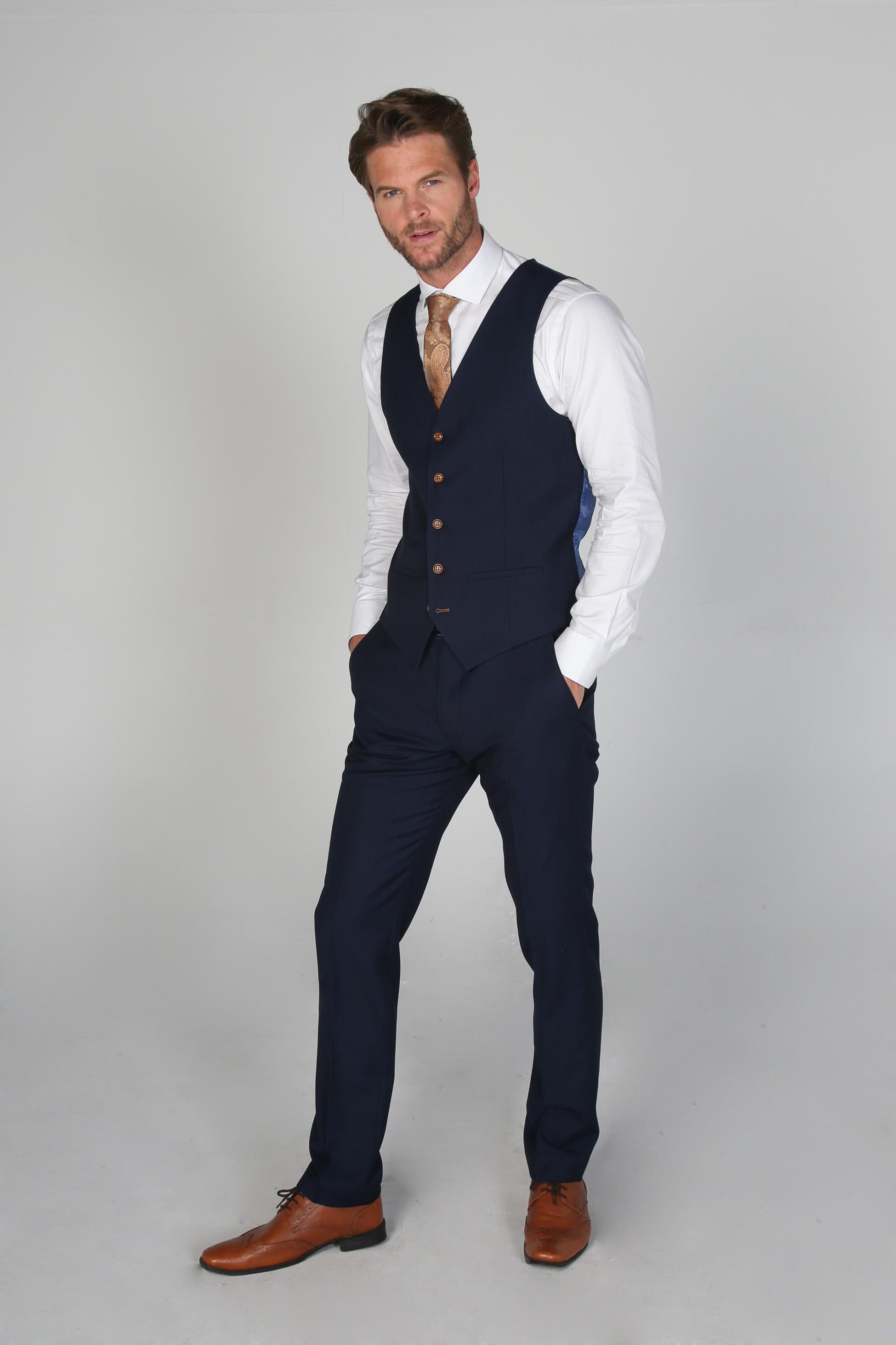 Men's Tailored Fit Formal Suit - MAYFAIR - Navy Blue