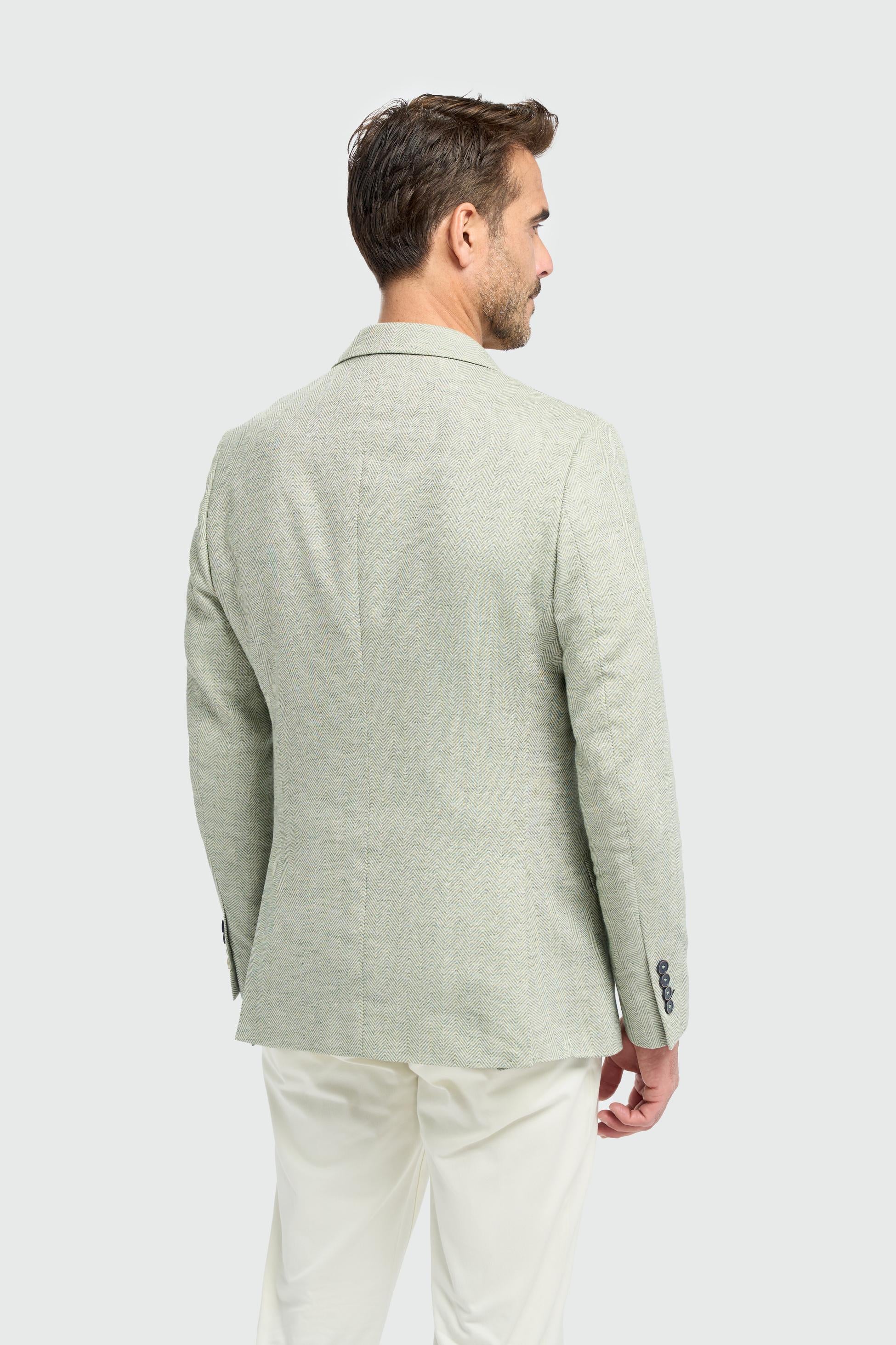 Men’s Sage Green Cotton Blend Blazer - Bodina - Sage Green